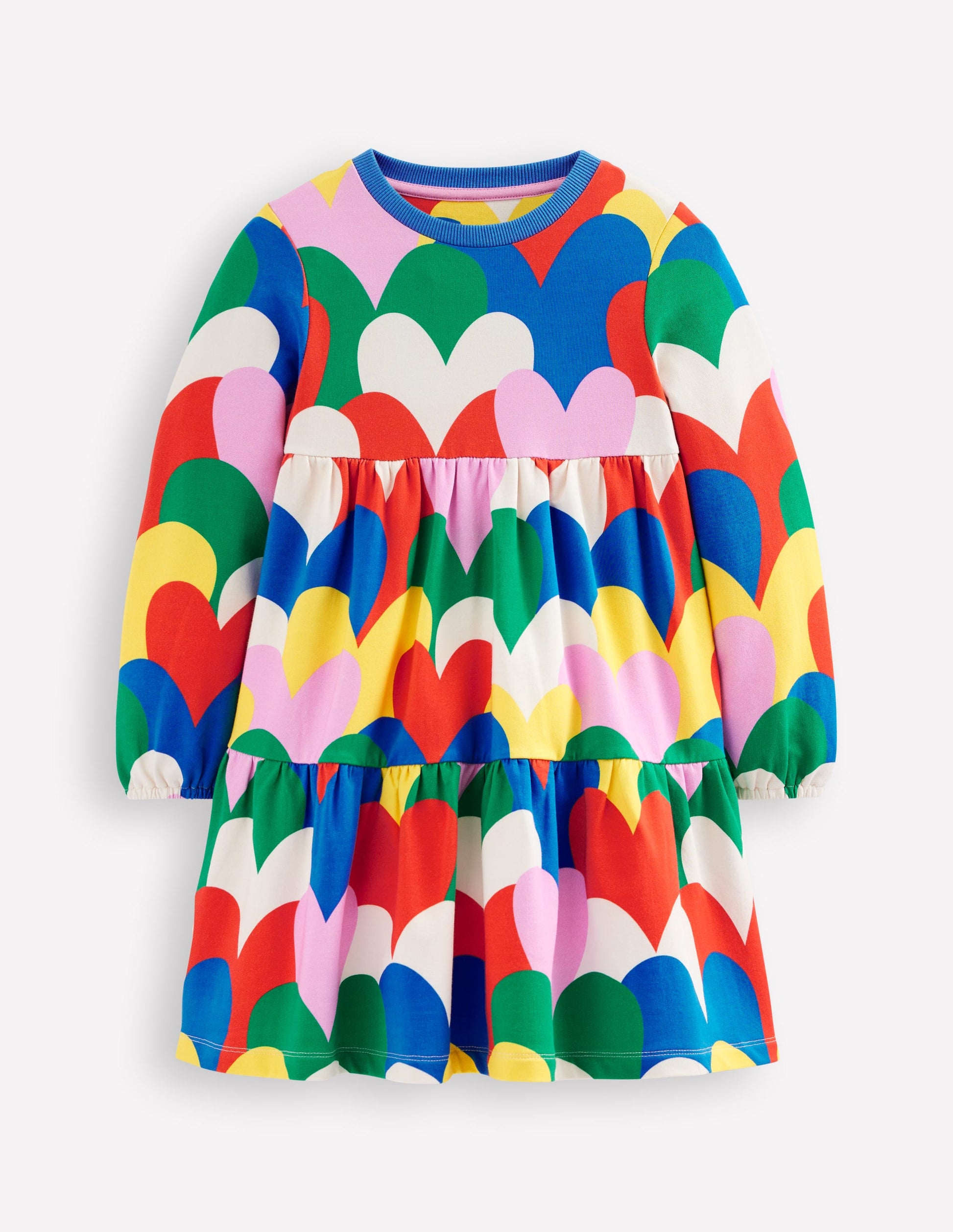 Dixie Tiered Sweatshirt Dress-Multi Collage Hearts-1