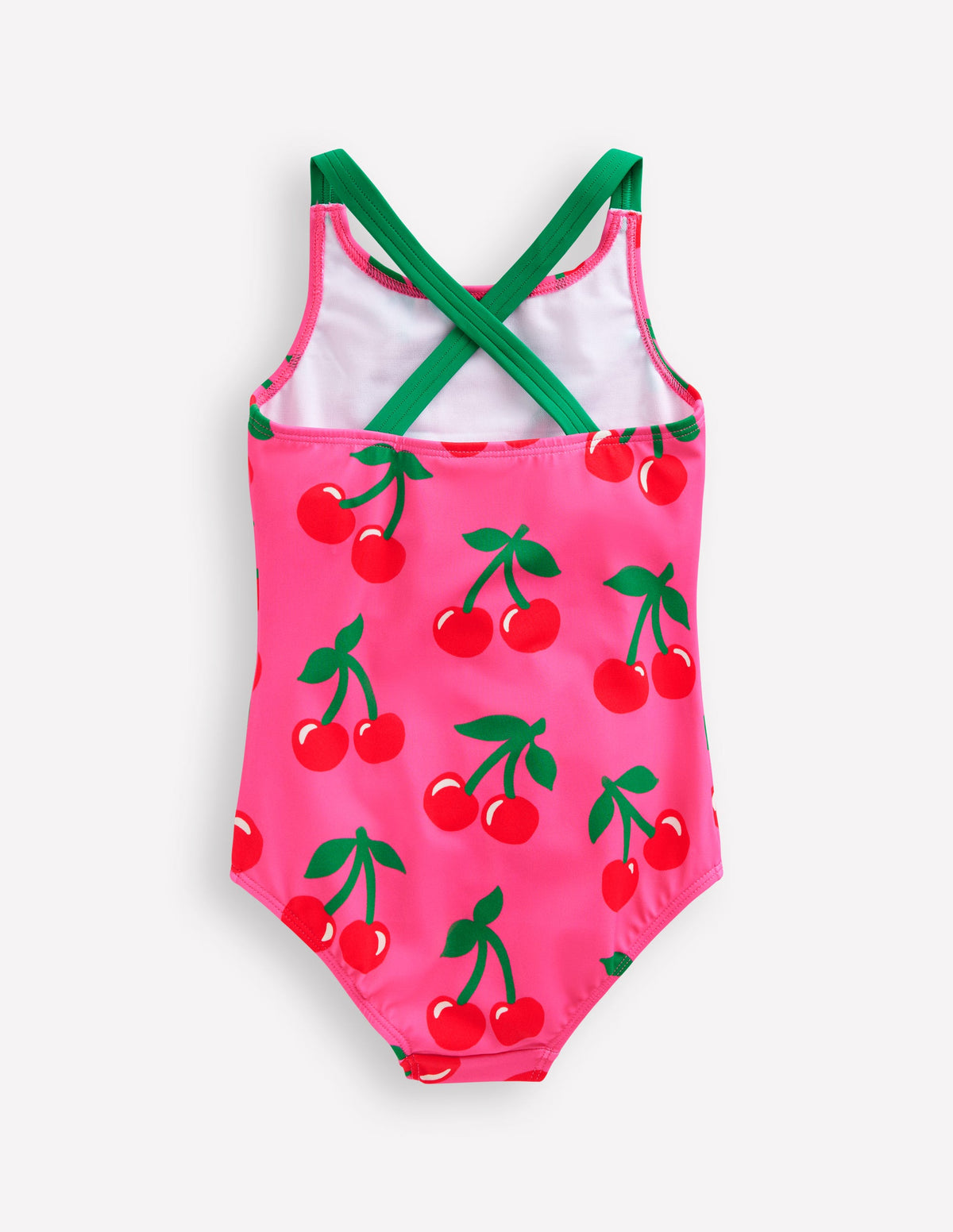 Bedruckter Badeanzug mit gekreuzten Trägern-Sorbet-Rosa Kirschen-2