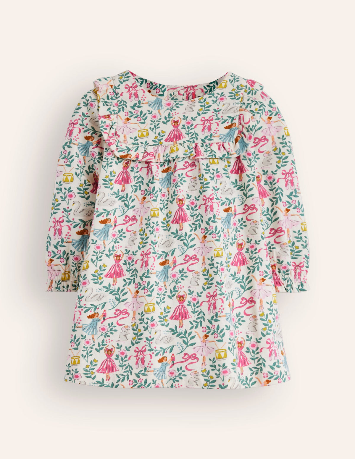 Jersey-Rüschenkleid-Naturweiß Ballett Toile-1
