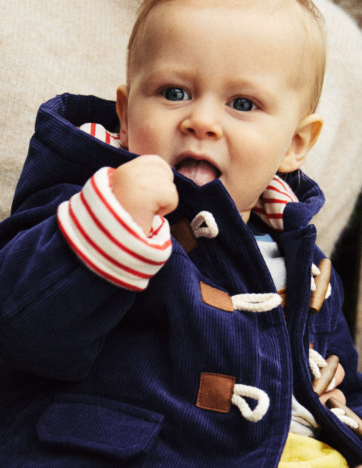 Cord-Dufflecoat-Aristocratic Blue/ Ivory Stripe - Image 6