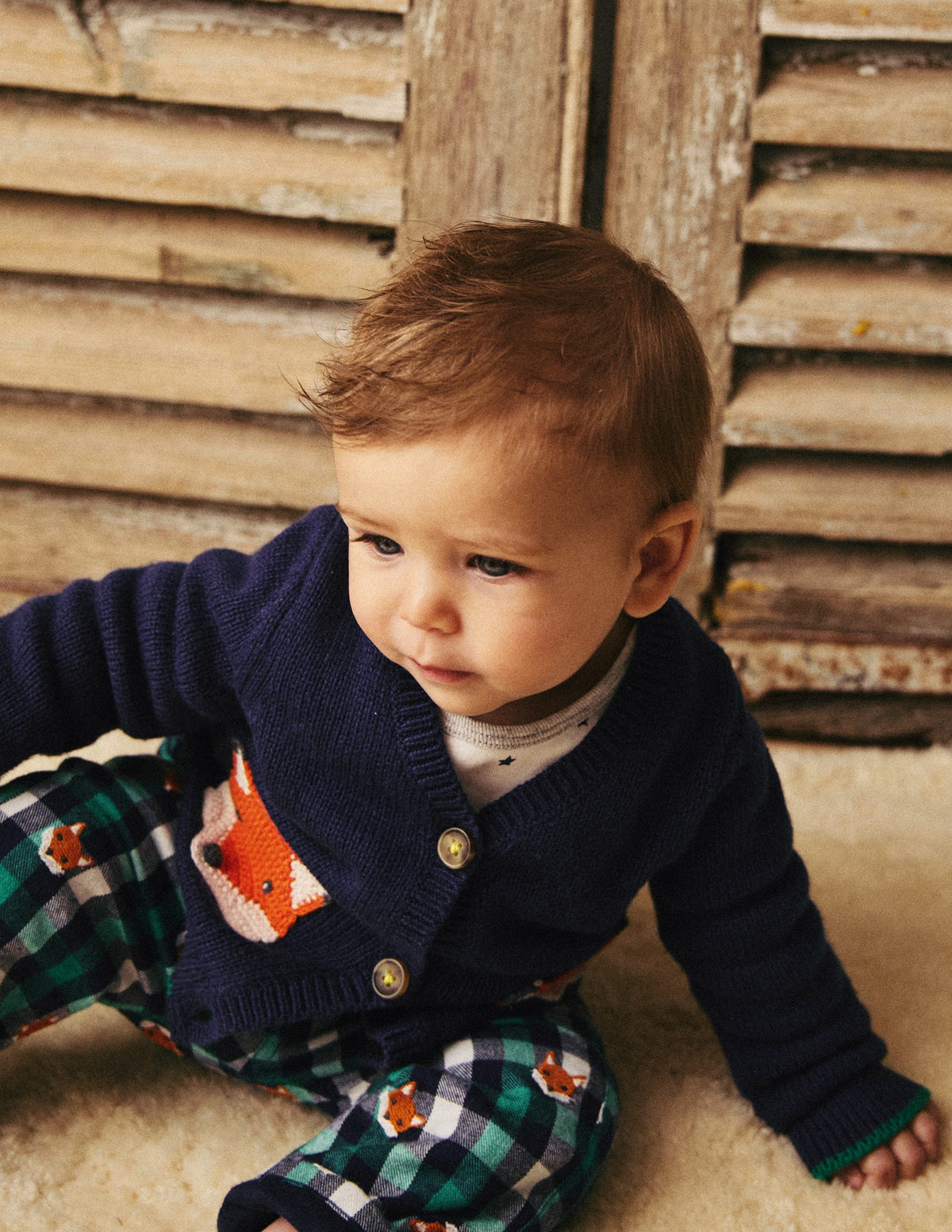 Cardigan mit V-Ausschnitt-Saphirblau Füchse-4