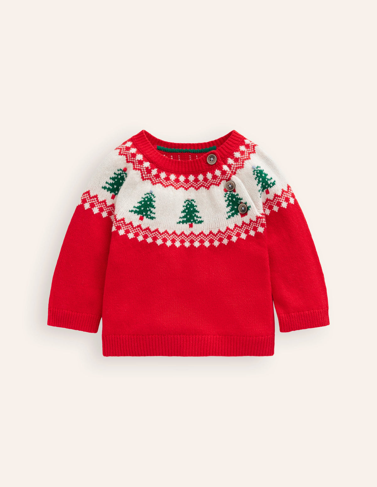 Fair-Isle-Pullover-Mohnrot Bäume - Image 1