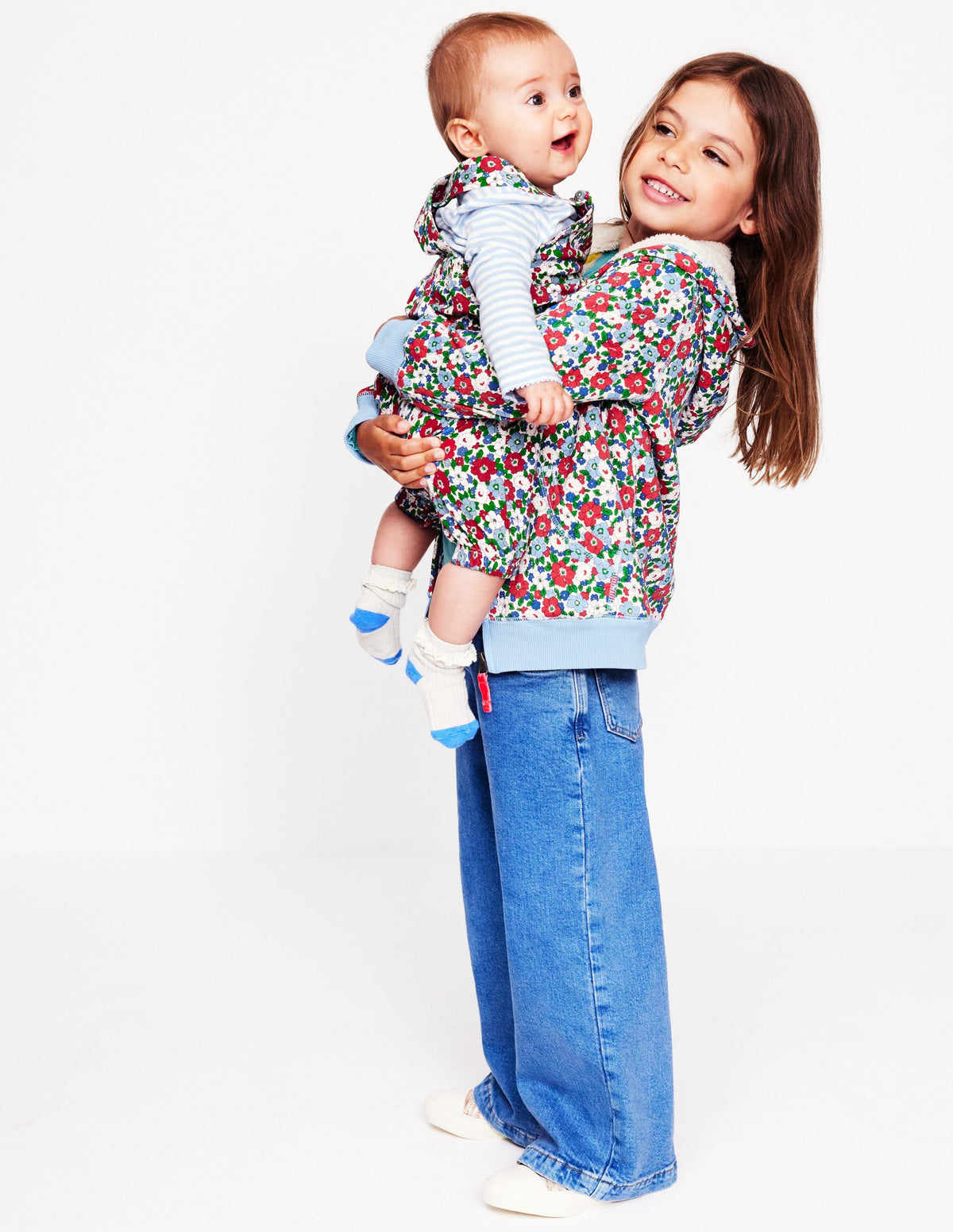 Ensemble avec salopette en jersey-Motif floral bleu glacier-4