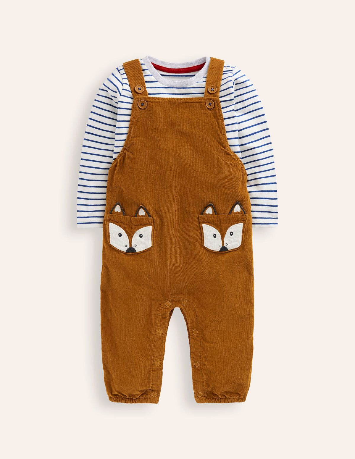 Originelle Latzhose aus Cord im Set-Karamellbonbon-Braun Fuchs-1