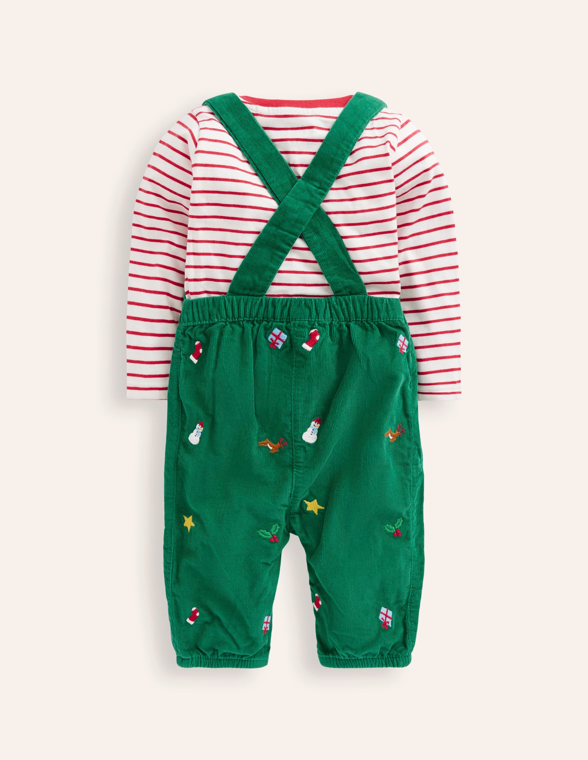 Originelle Latzhose aus Cord im Set-Schmucksteingrüne Stickerei - Image 2