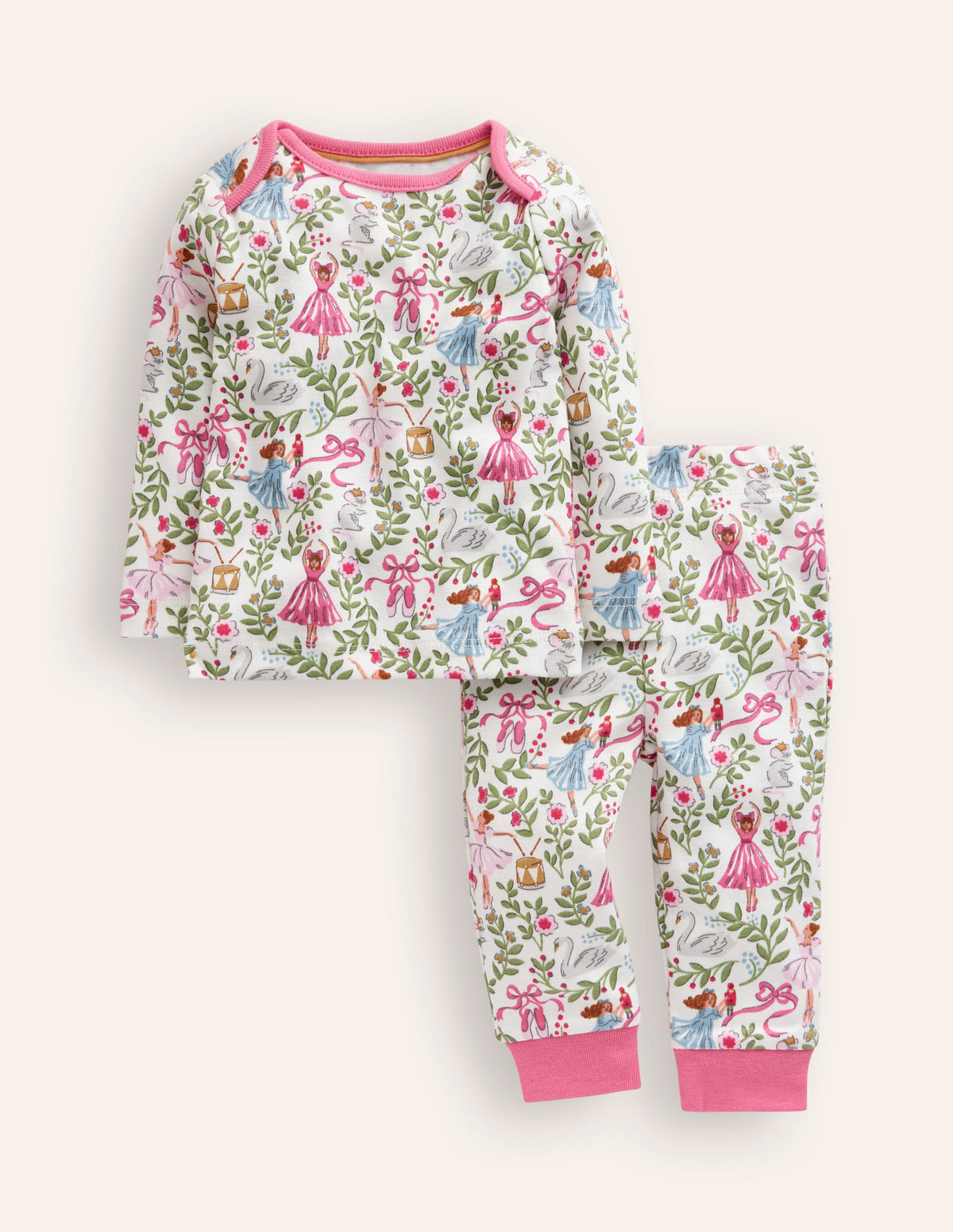 Snug Long John Pyjamas-Ivory Ballet Toile-1