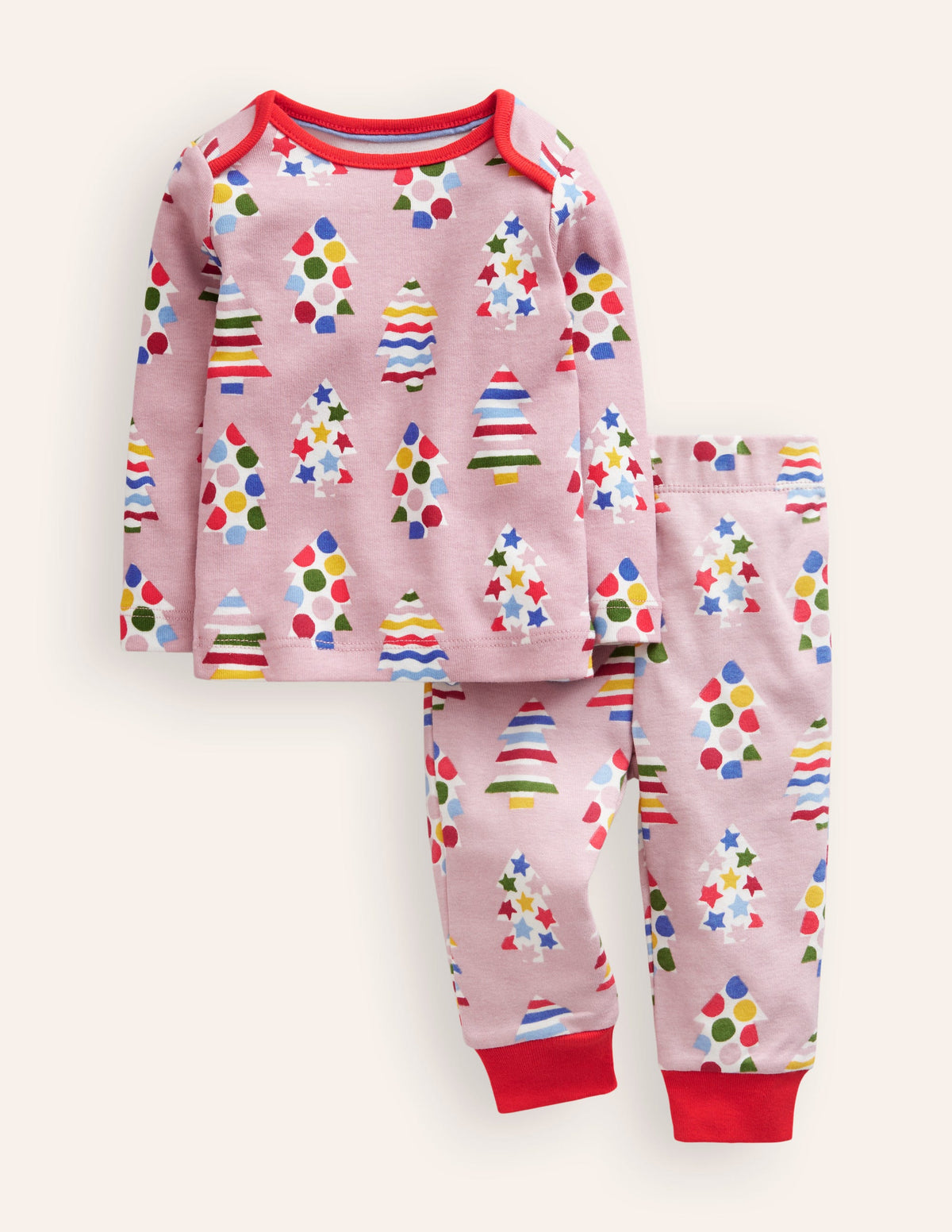 Pyjama long douillet-Sapins rose vintage - Image 1