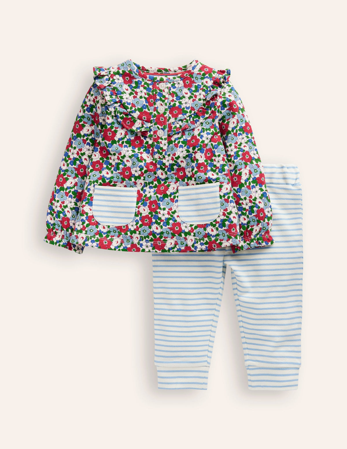 Jersey-Oberteil und Leggings-Gletscherblaues Blumenmuster - Image 1