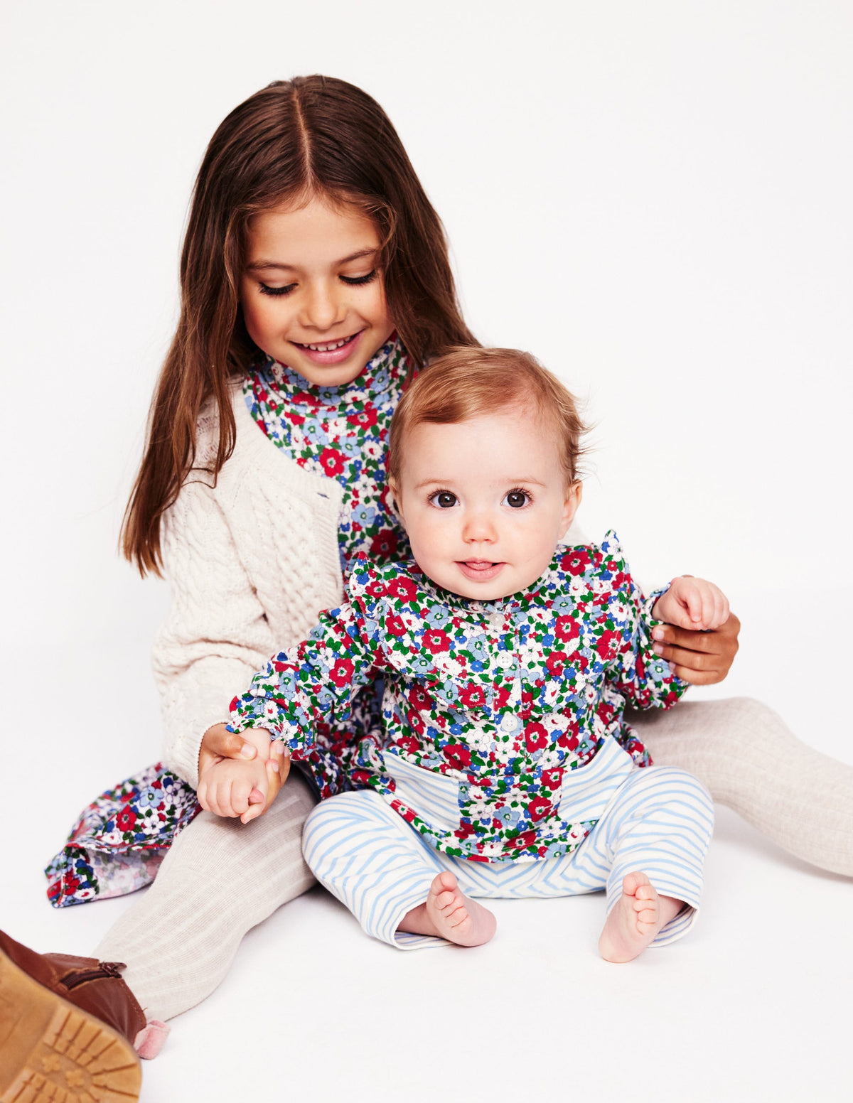 Jersey-Oberteil und Leggings-Gletscherblaues Blumenmuster-4