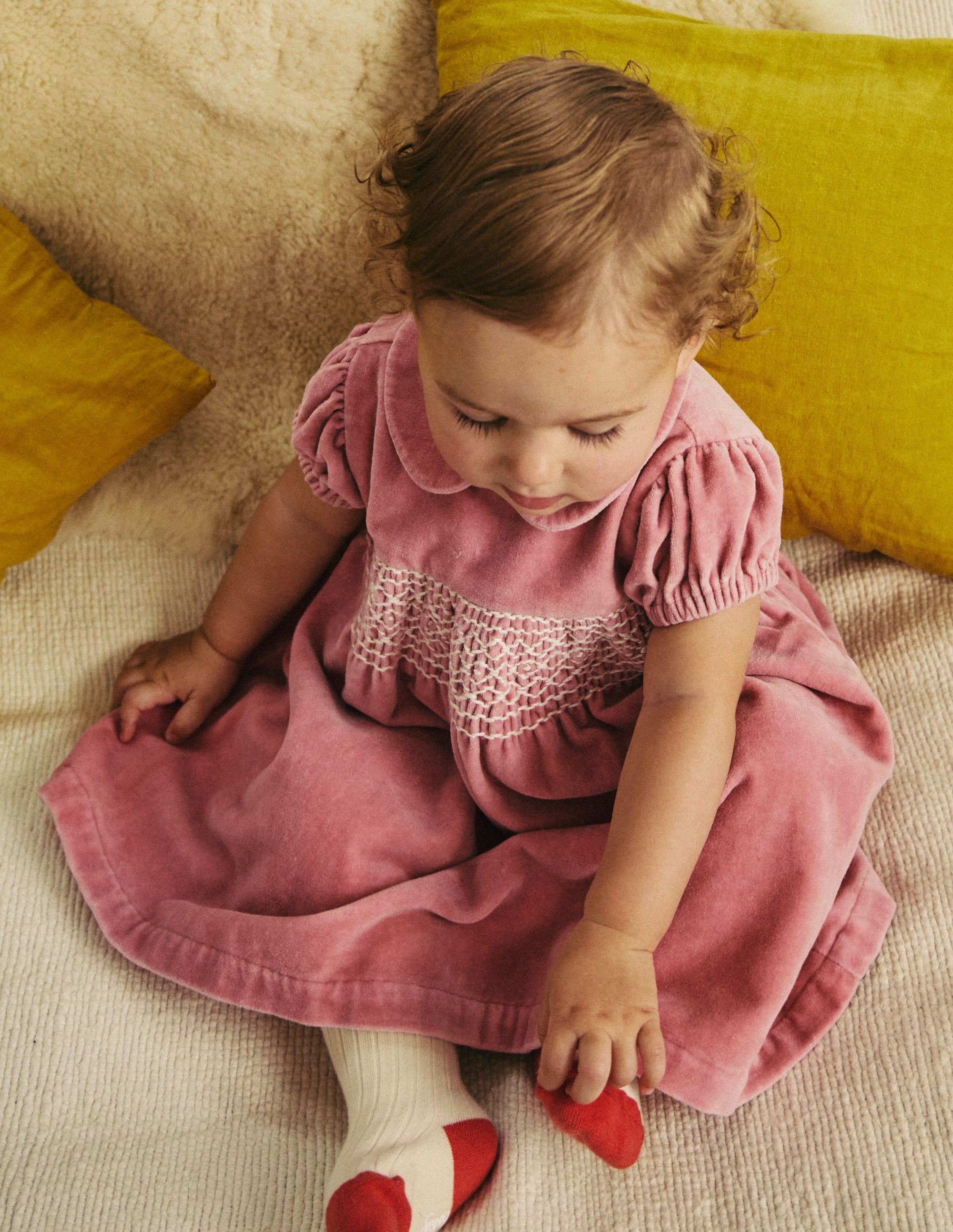 Gesmoktes Samtkleid-Mandelblütenrosa - Image 4