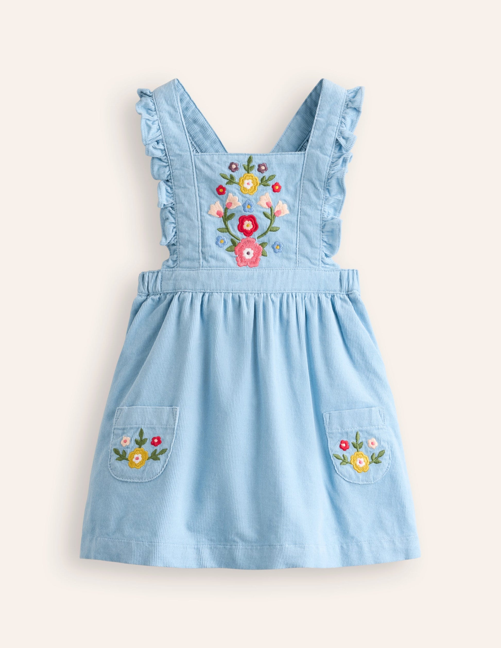 Robe chasuble en velours côtelé-Bleu vintage-1