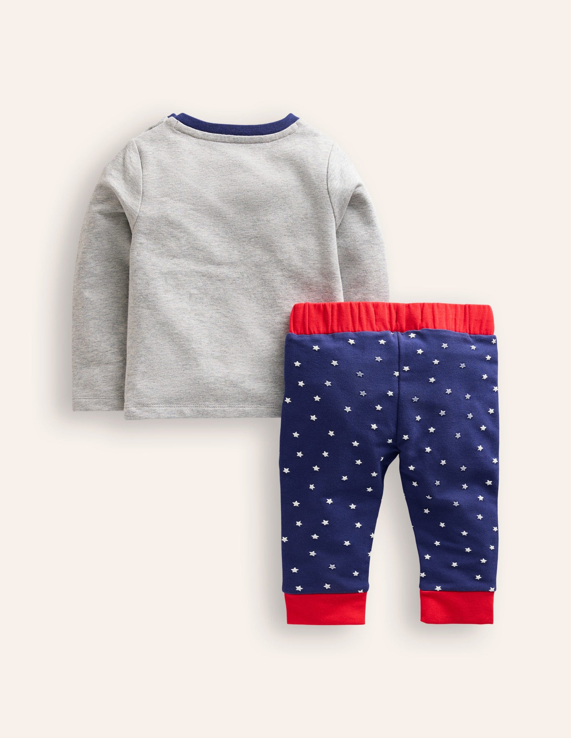 Jersey-Set mit Oberteil und Hose-Grau Meliert mit Rentier-2