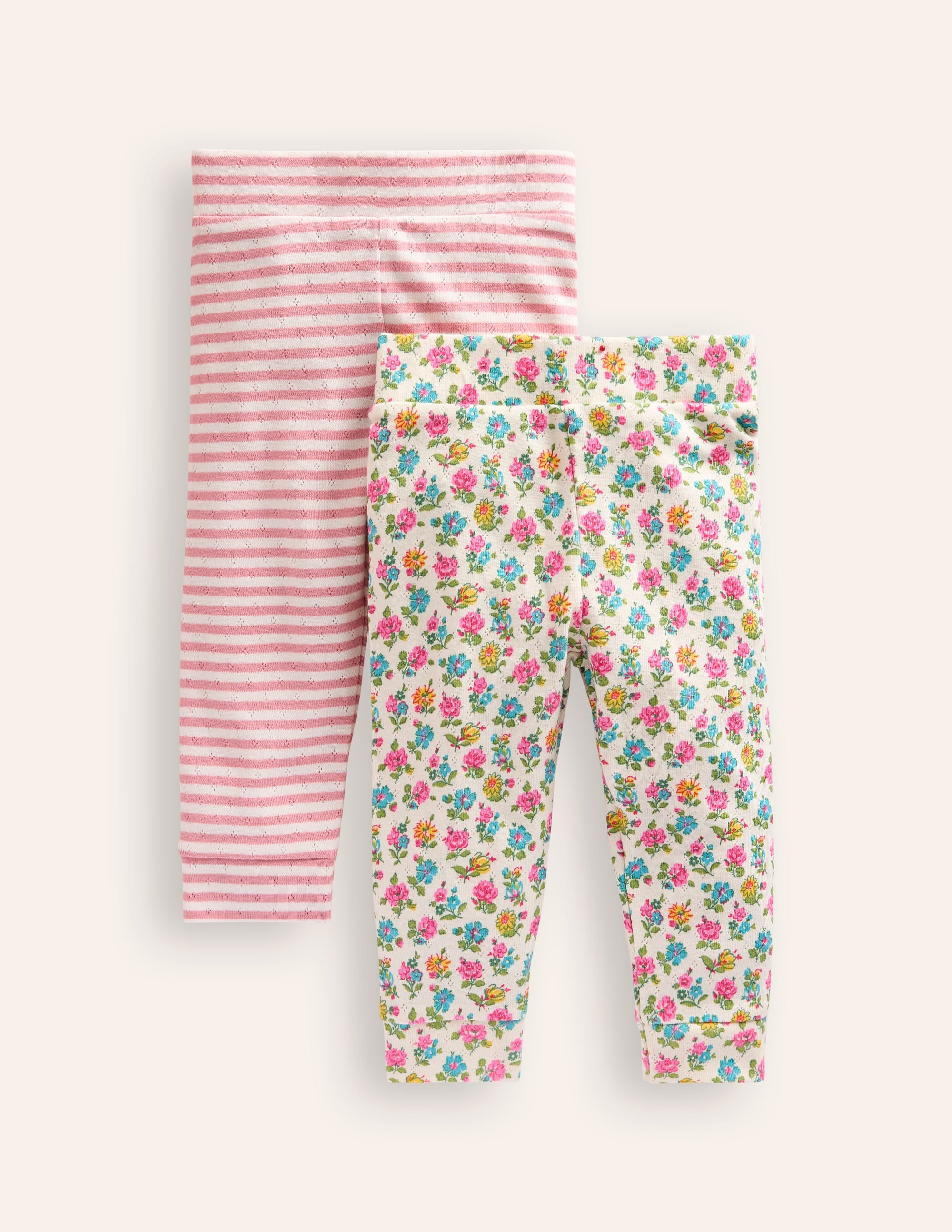 Pointelle-Leggings im 2er-Pack-Mandelrosa/Naturweiß - Image 1