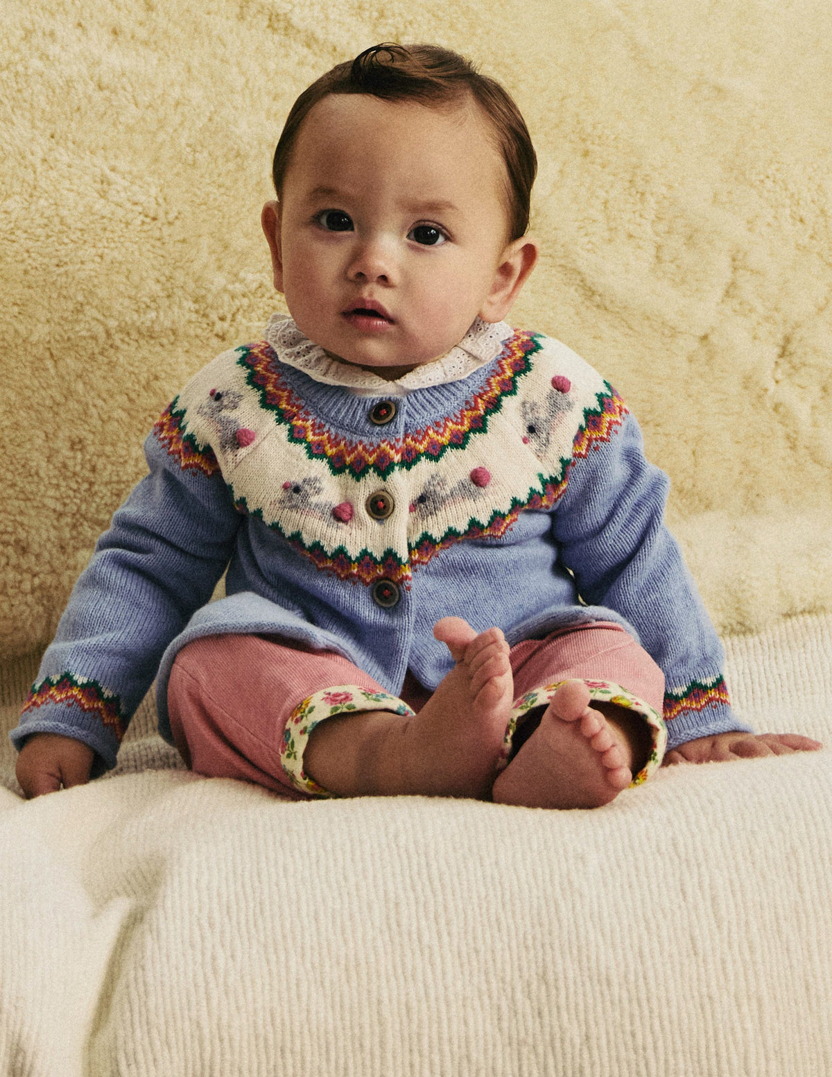 Cardigan Edie à motif jacquard-Lapins bleu ciel - Image 4