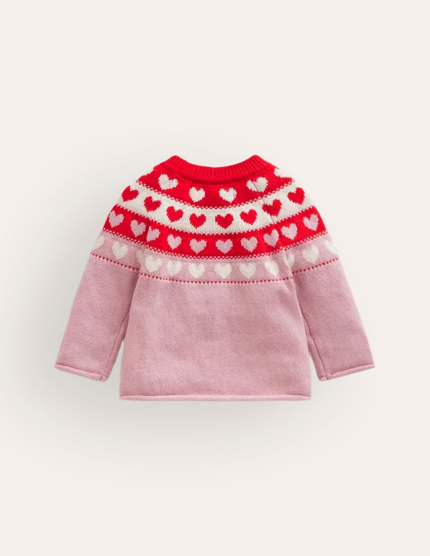 Edie Fair-Isle-Strickjacke-Mandelrosa Herzen - Image 5