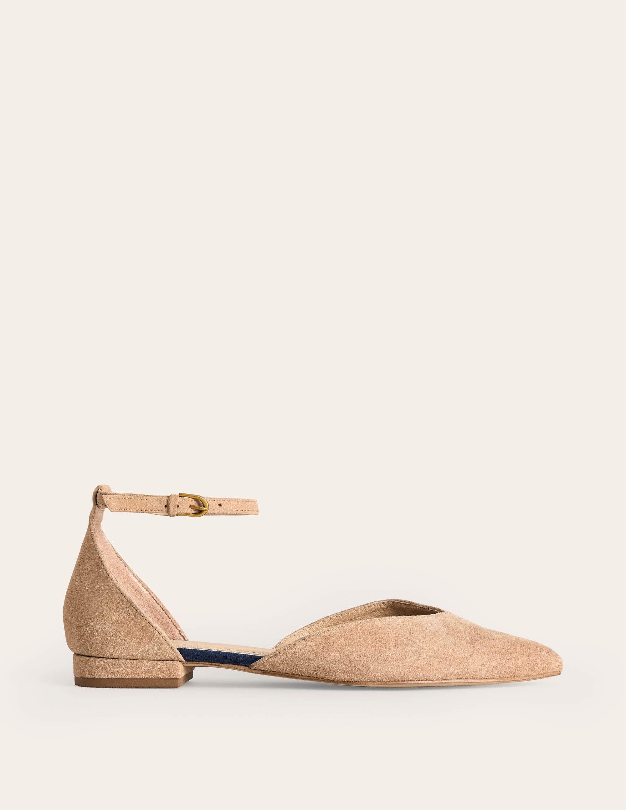 Chaussures plates à bout pointu avec bride cheville-Daim macchiato - Image 2