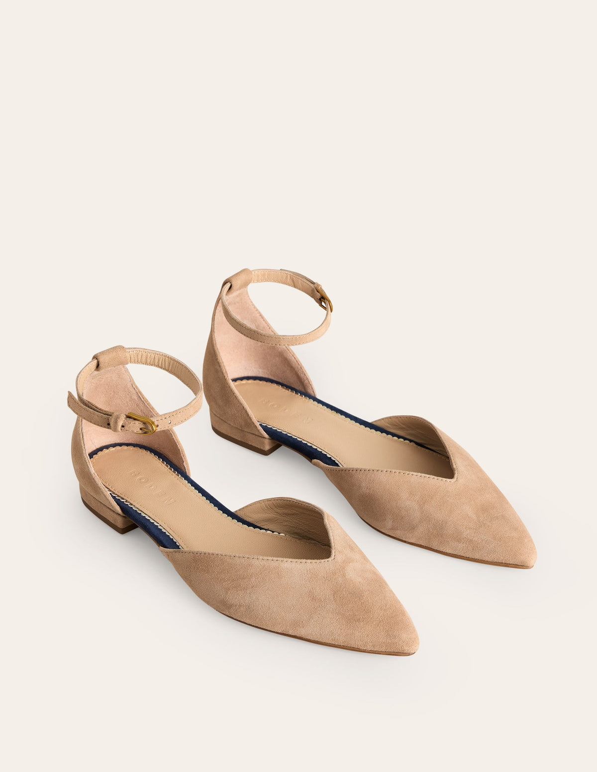 Chaussures plates à bout pointu avec bride cheville-Daim macchiato - Image 3