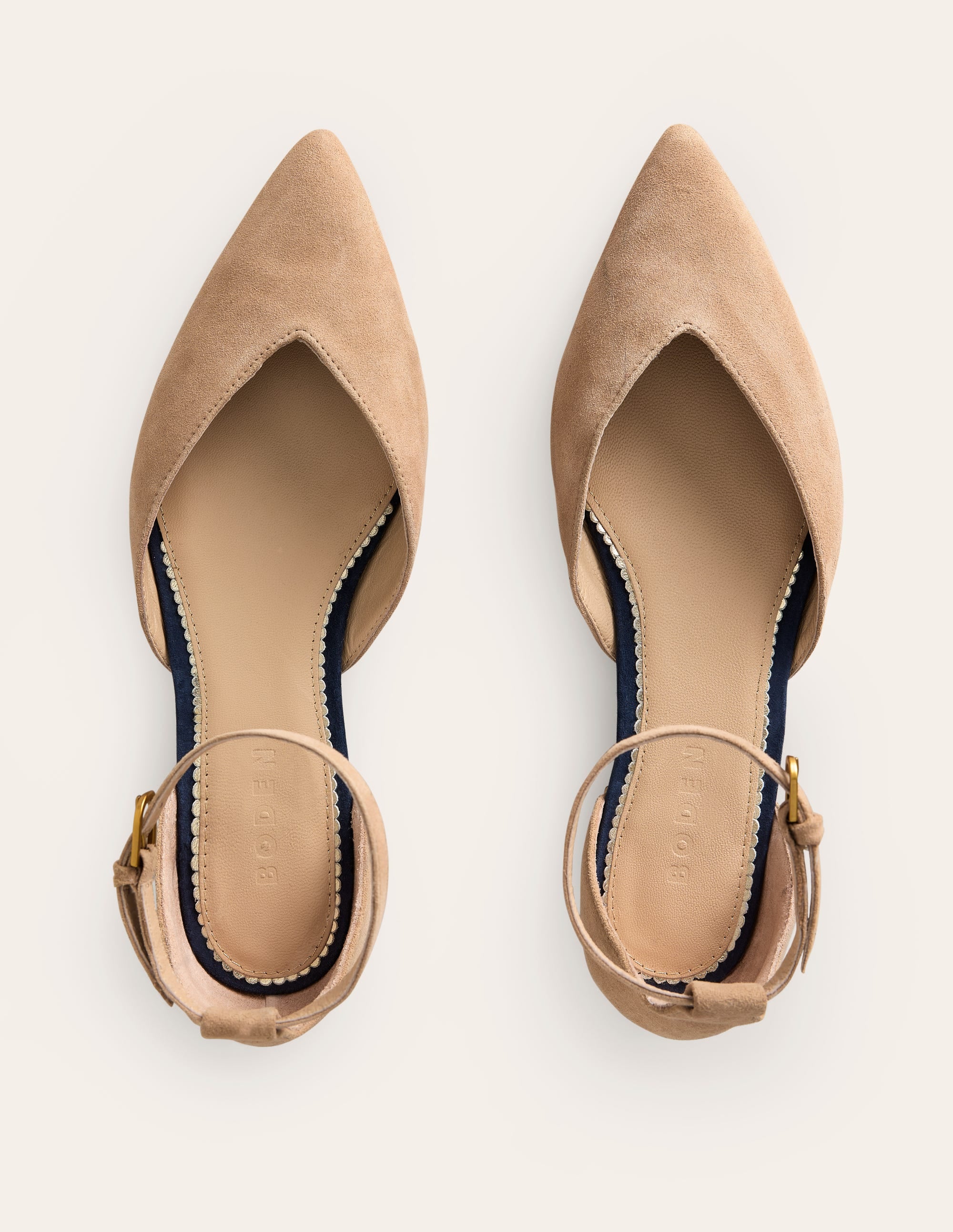 Chaussures plates à bout pointu avec bride cheville-Daim macchiato - Image 5