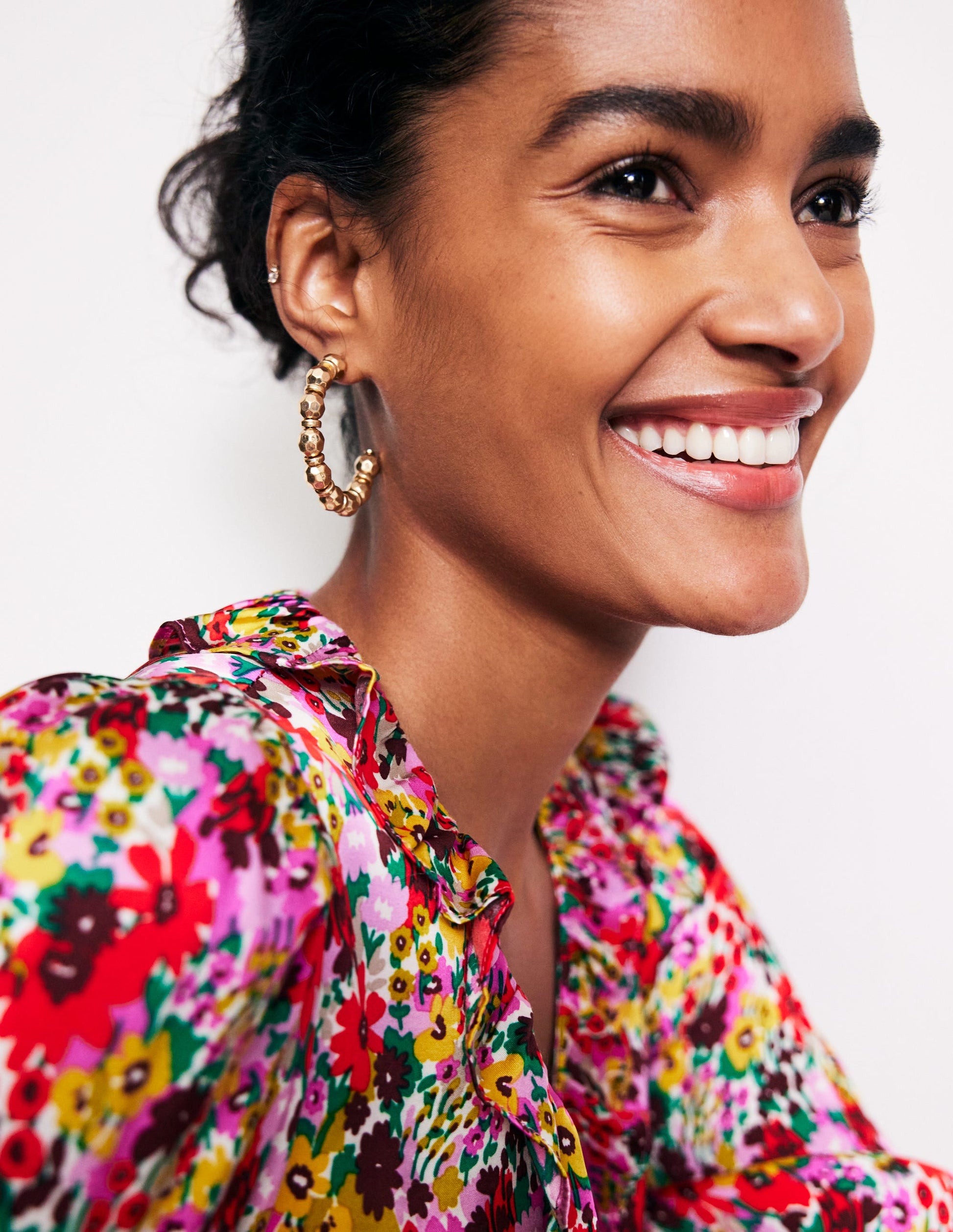 Ball Hoop Earrings-Gold-1