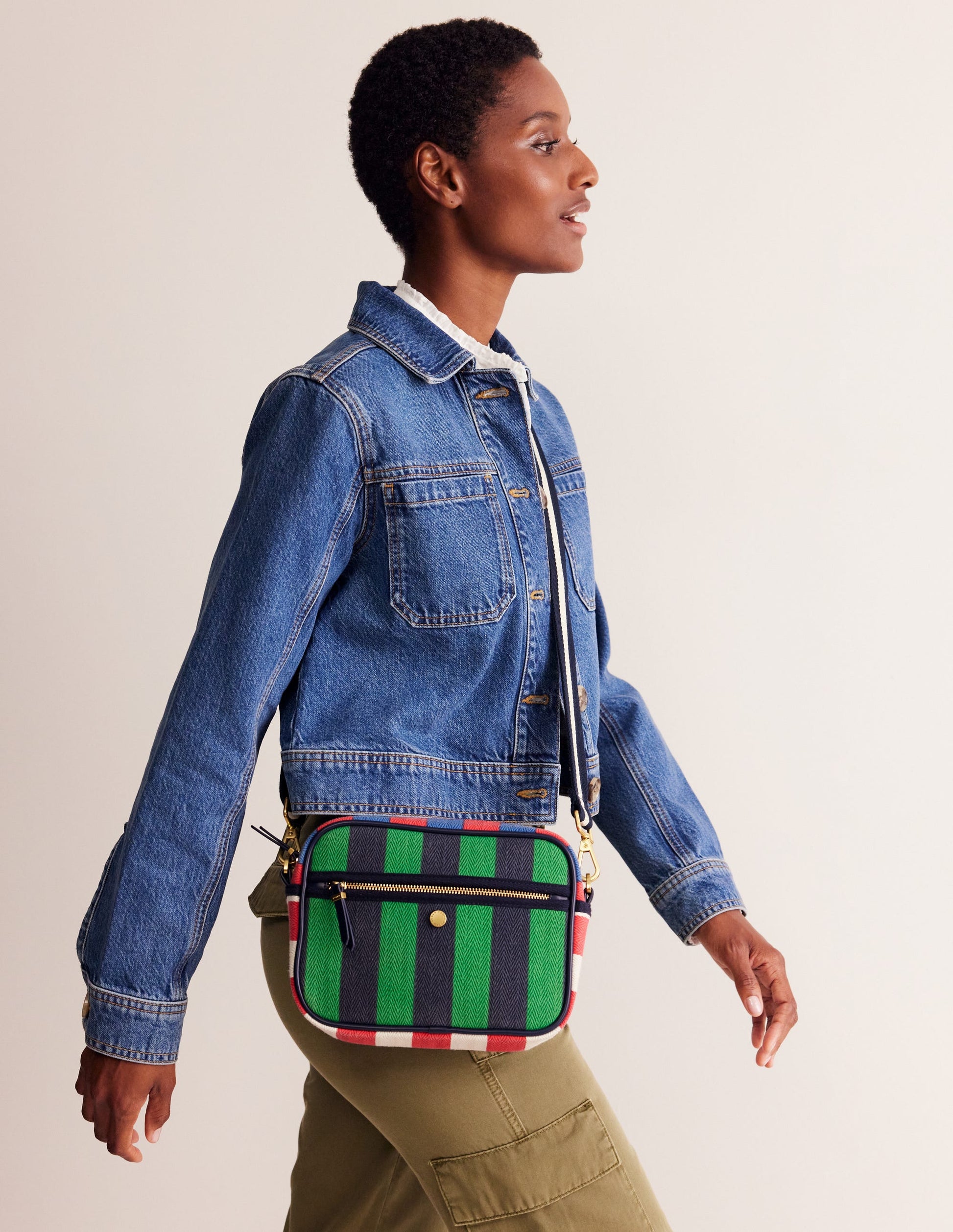 Canvas Cross-body Bag-Multi Stripe-1