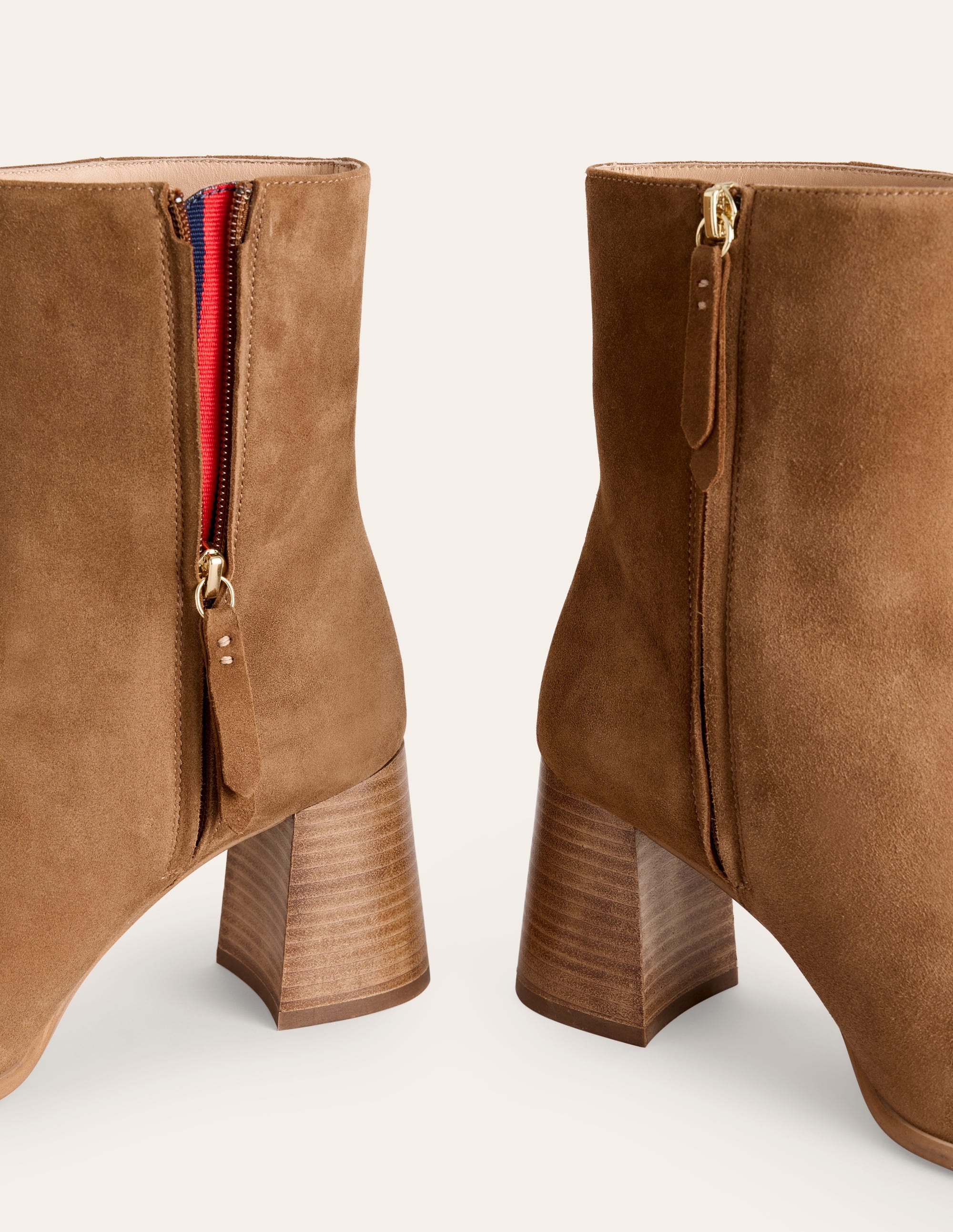 Heeled Leather Mid Boots-Tan Suede - Image 4