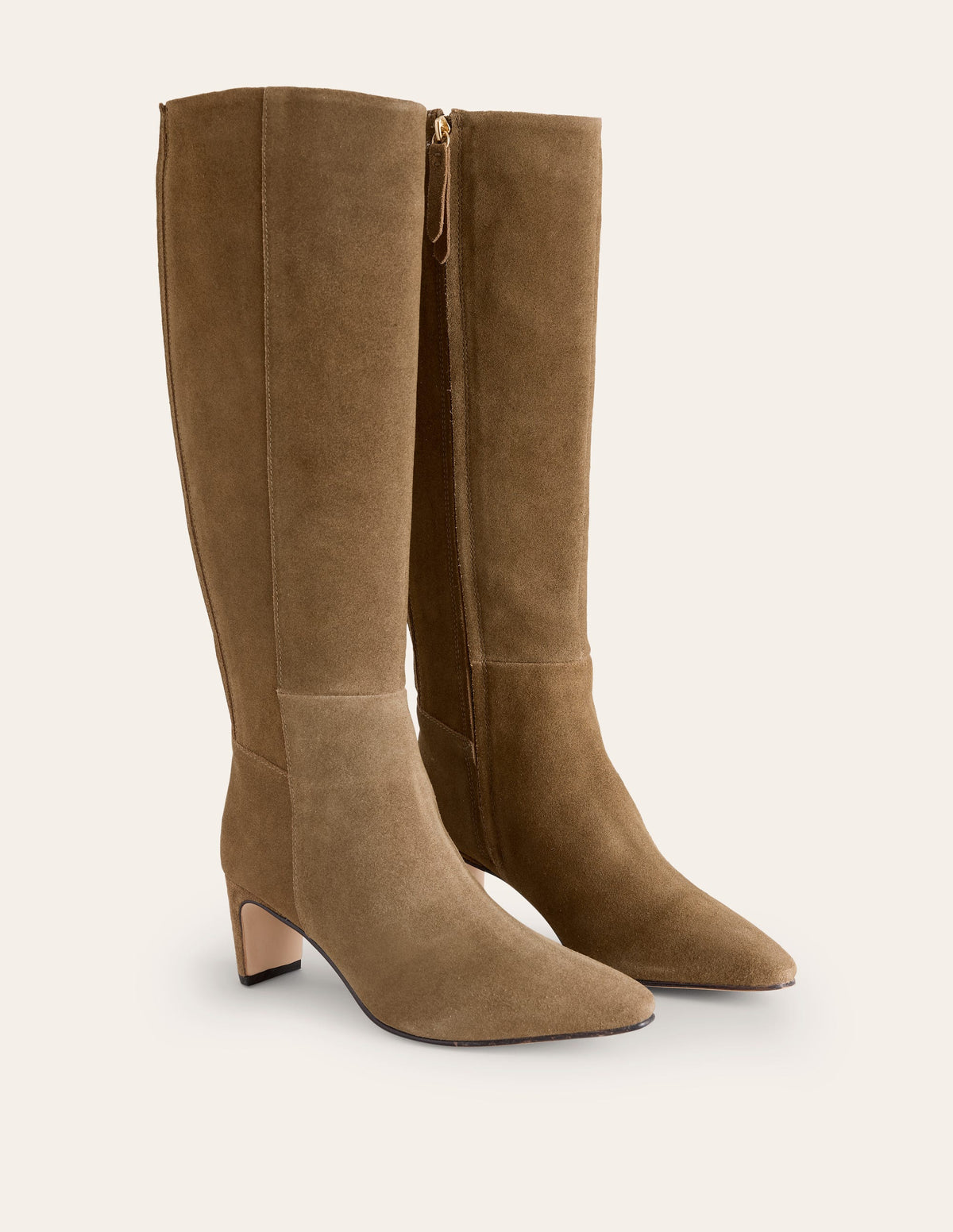Back Panel Heeled Knee Boot-Moss Brown - Image 3