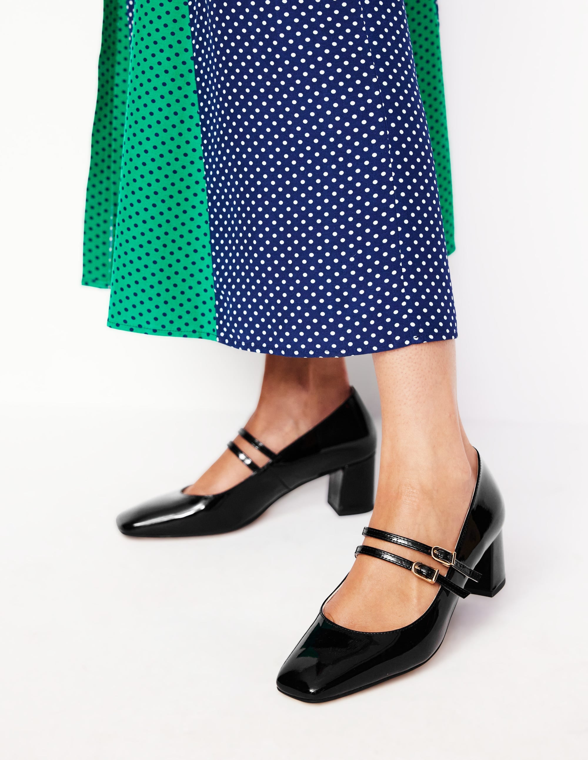Pumps mit Blockabsatz-Schwarz Lack - Image 1