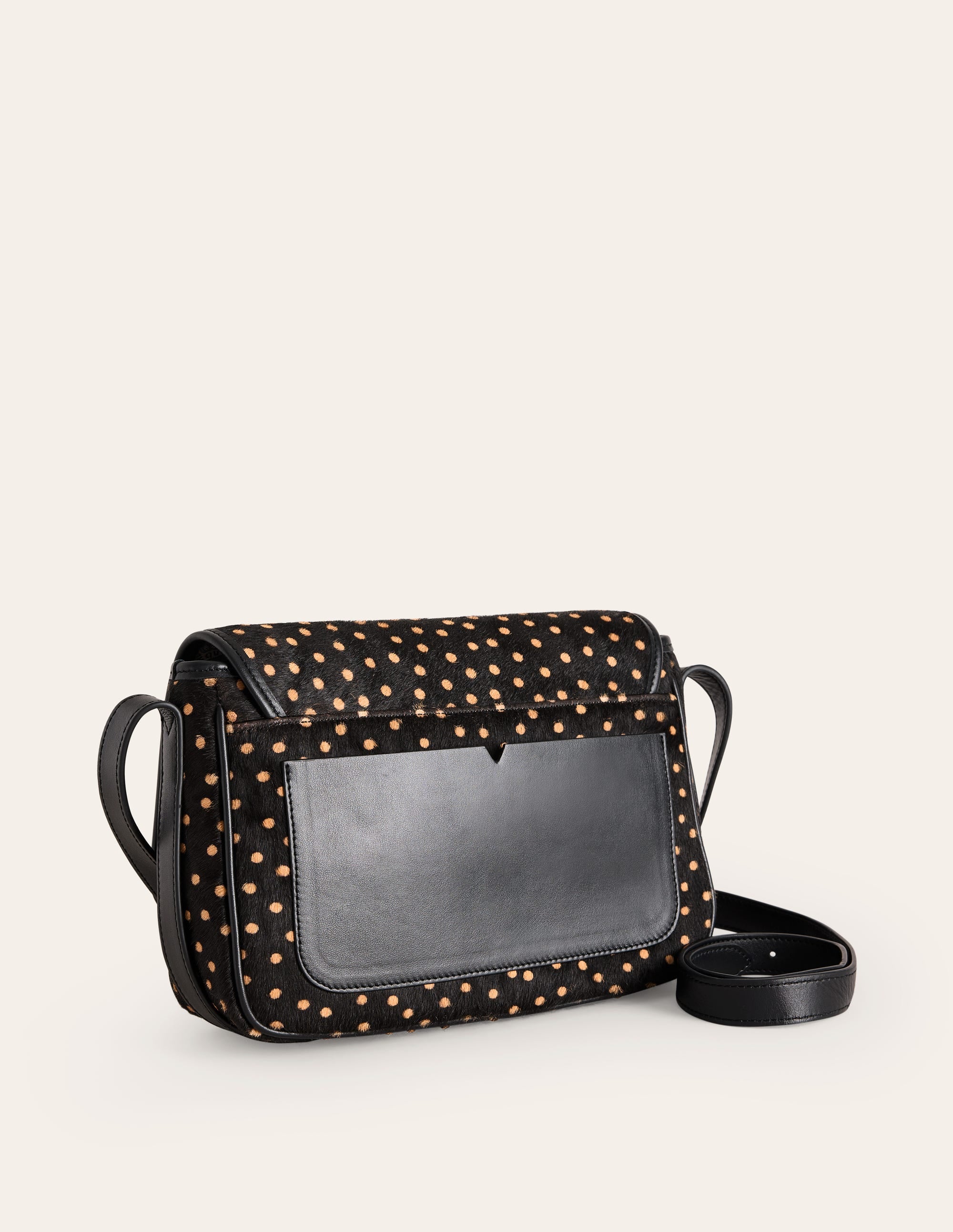Iris Ledertasche mit Trensendetail-Punkte Schwarz und Camel - Image 3