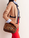 Iris Ledertasche mit Trensendetail-Mohair, Leopardenmuster