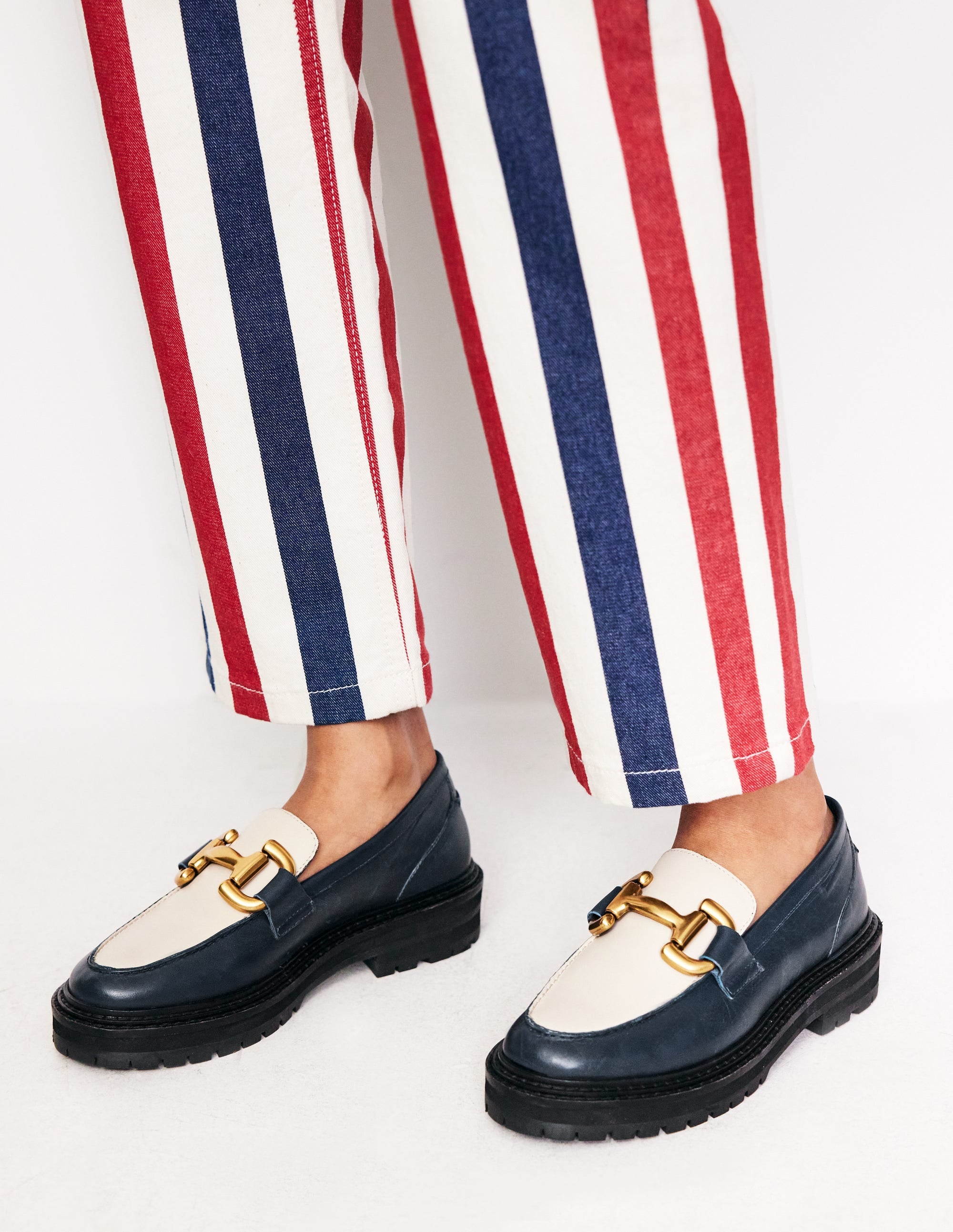 Mocassins épais Iris à mors-Bleu Marine/Écru - Image 1