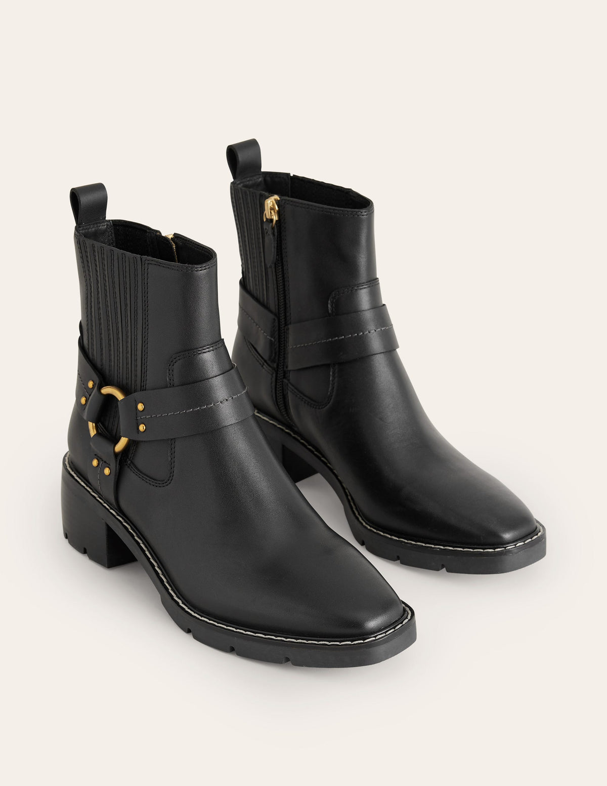 Bottes de motard à harnais-Black-3
