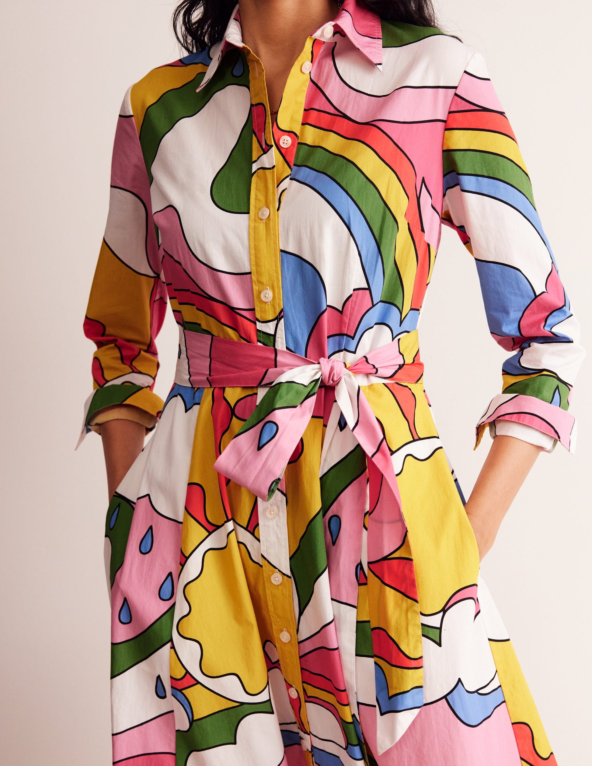 Robe-chemise midi Amy en coton-Multi, motif Sunshine-2