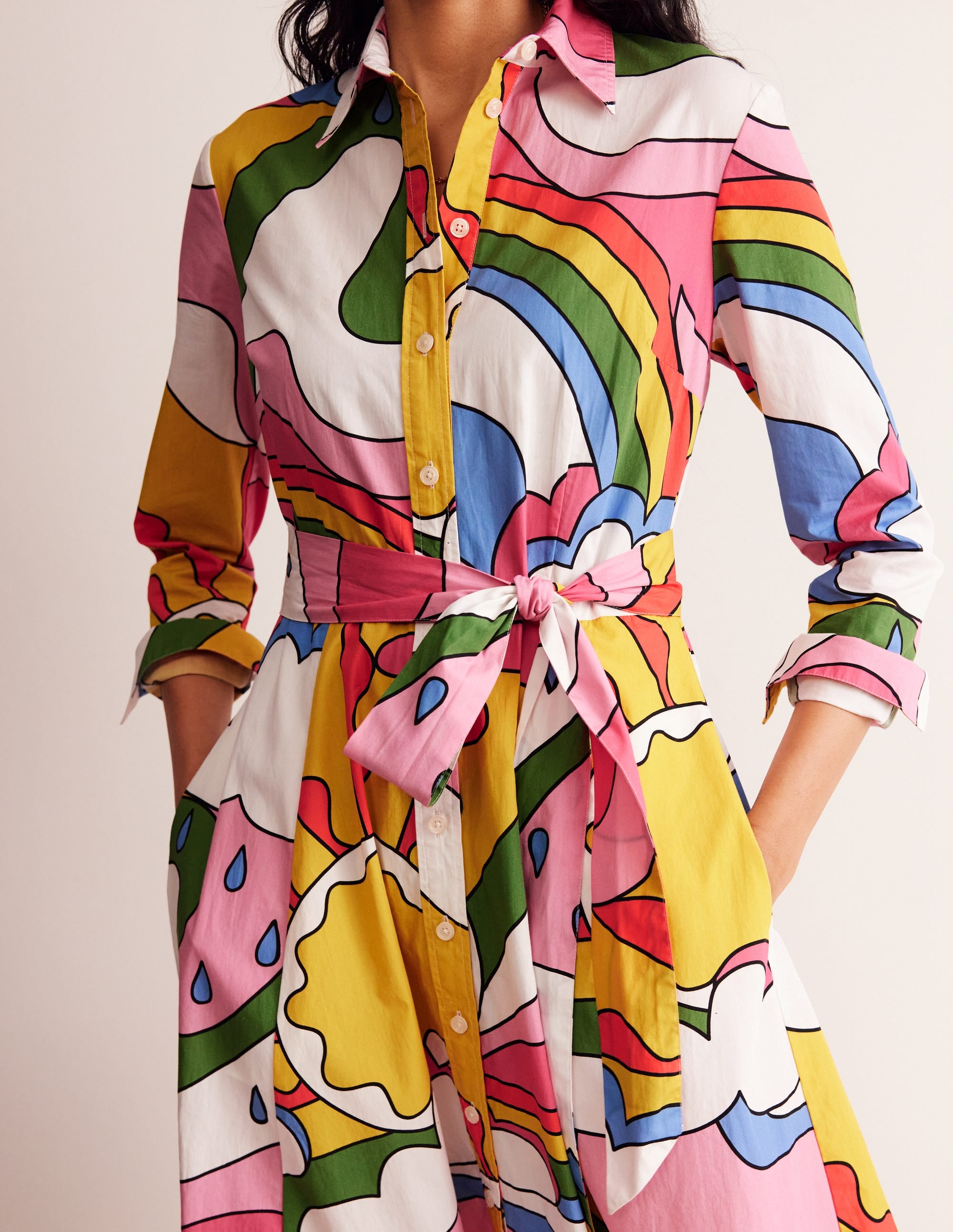 Robe-chemise midi Amy en coton-Multi, motif Sunshine - Image 2