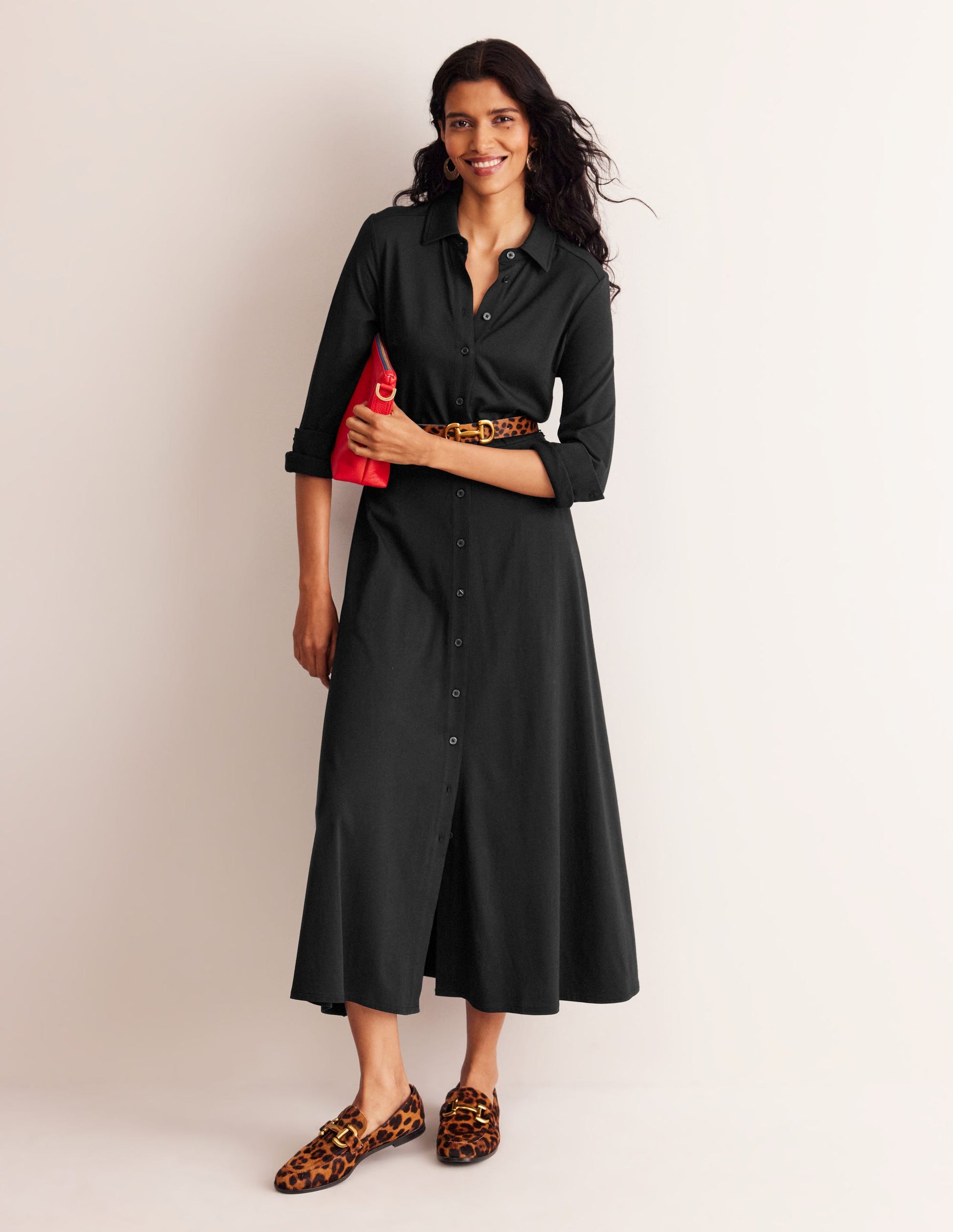 Marcia Jersey-Hemdblusenkleid-Schwarz-6