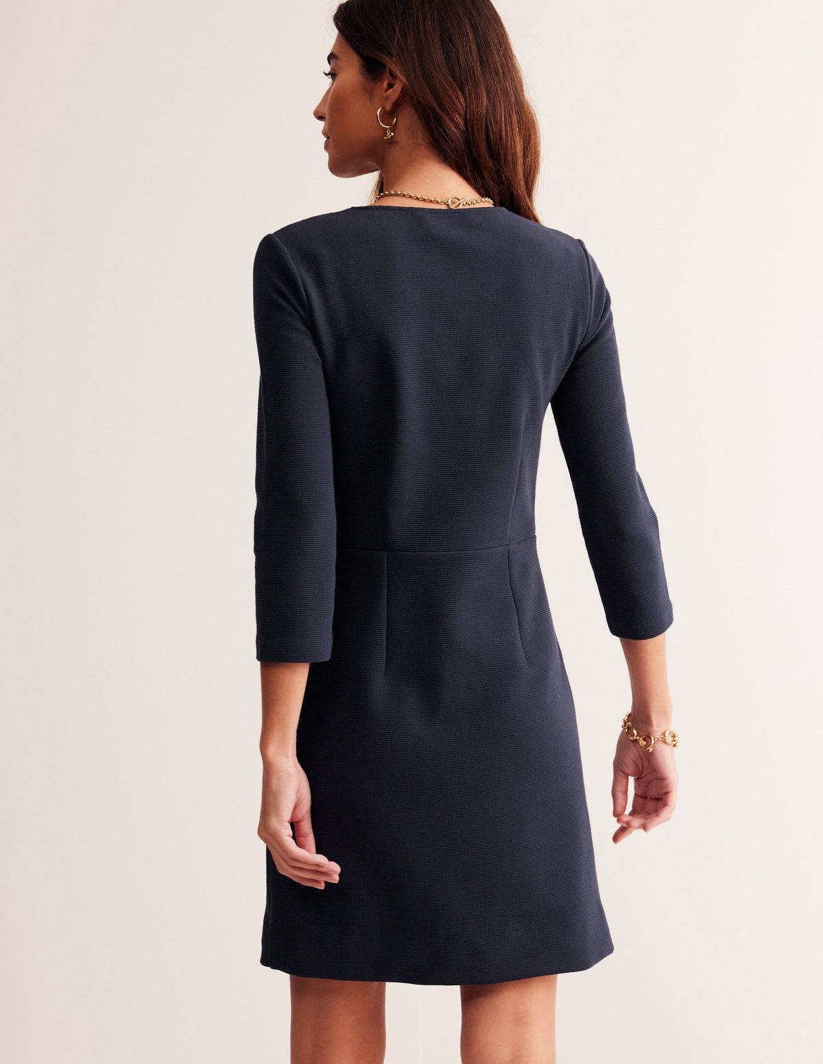 Robe Bronte en ottoman-Bleu Marine, Petits Pois - Image 3