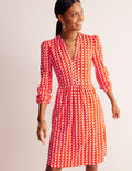 Naomi Lockeres Jerseykleid-Glutorange, Vogel