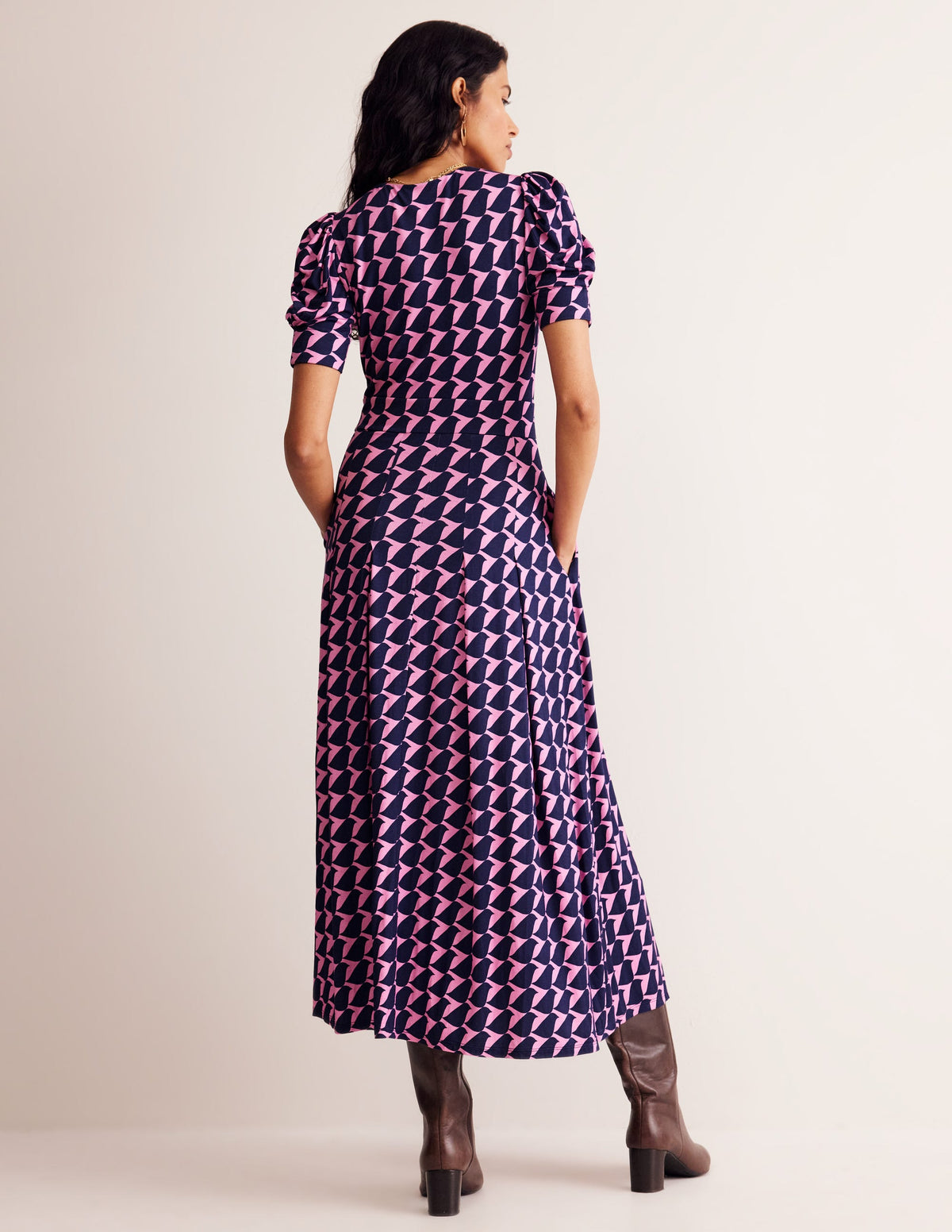 Kristen Pleated Jersey Dress-Strawberry Sherbert, Birdie-3
