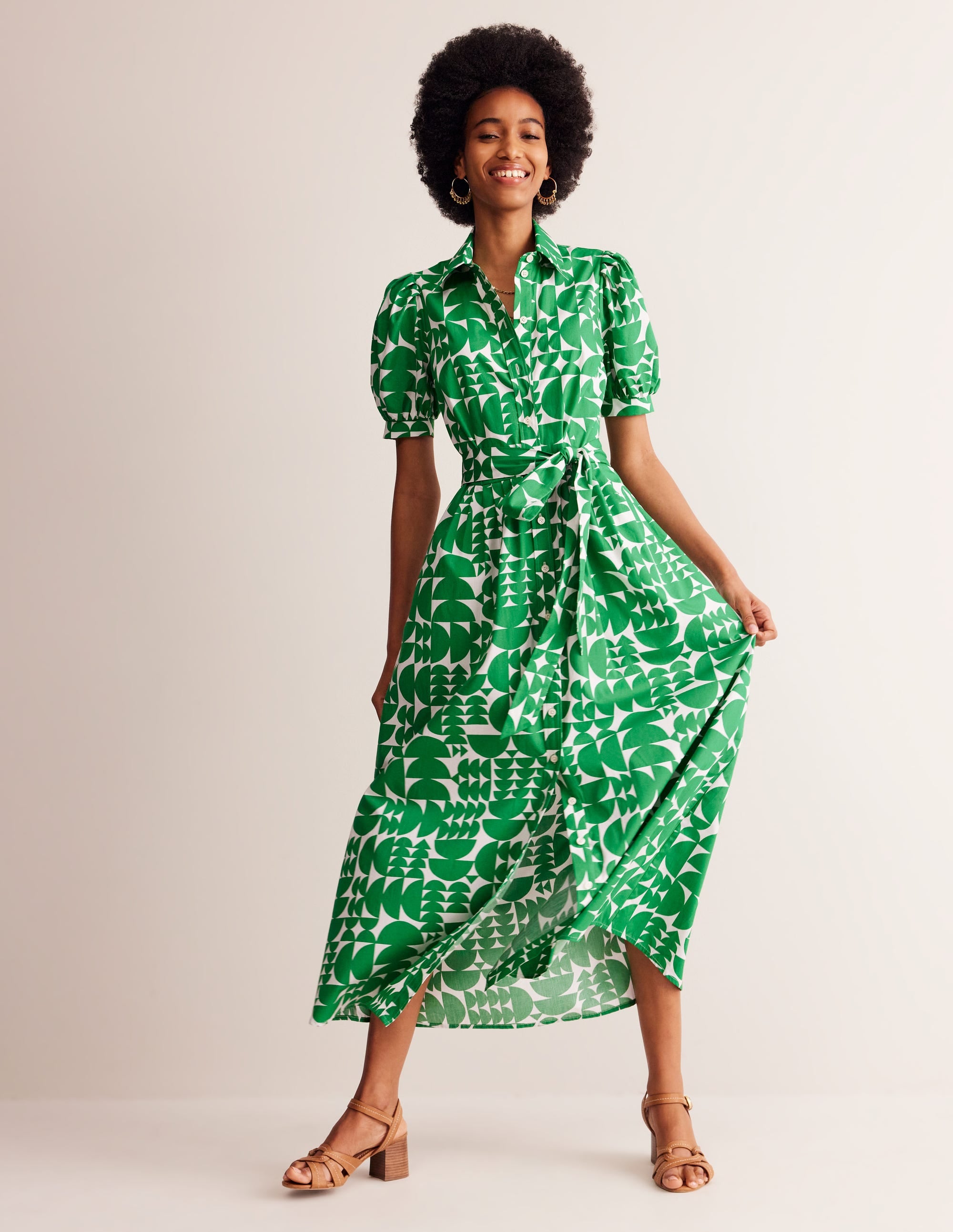 Alexa Maxi-Hemdblusenkleid-Grün, Motiv Geometric Pop - Image 1