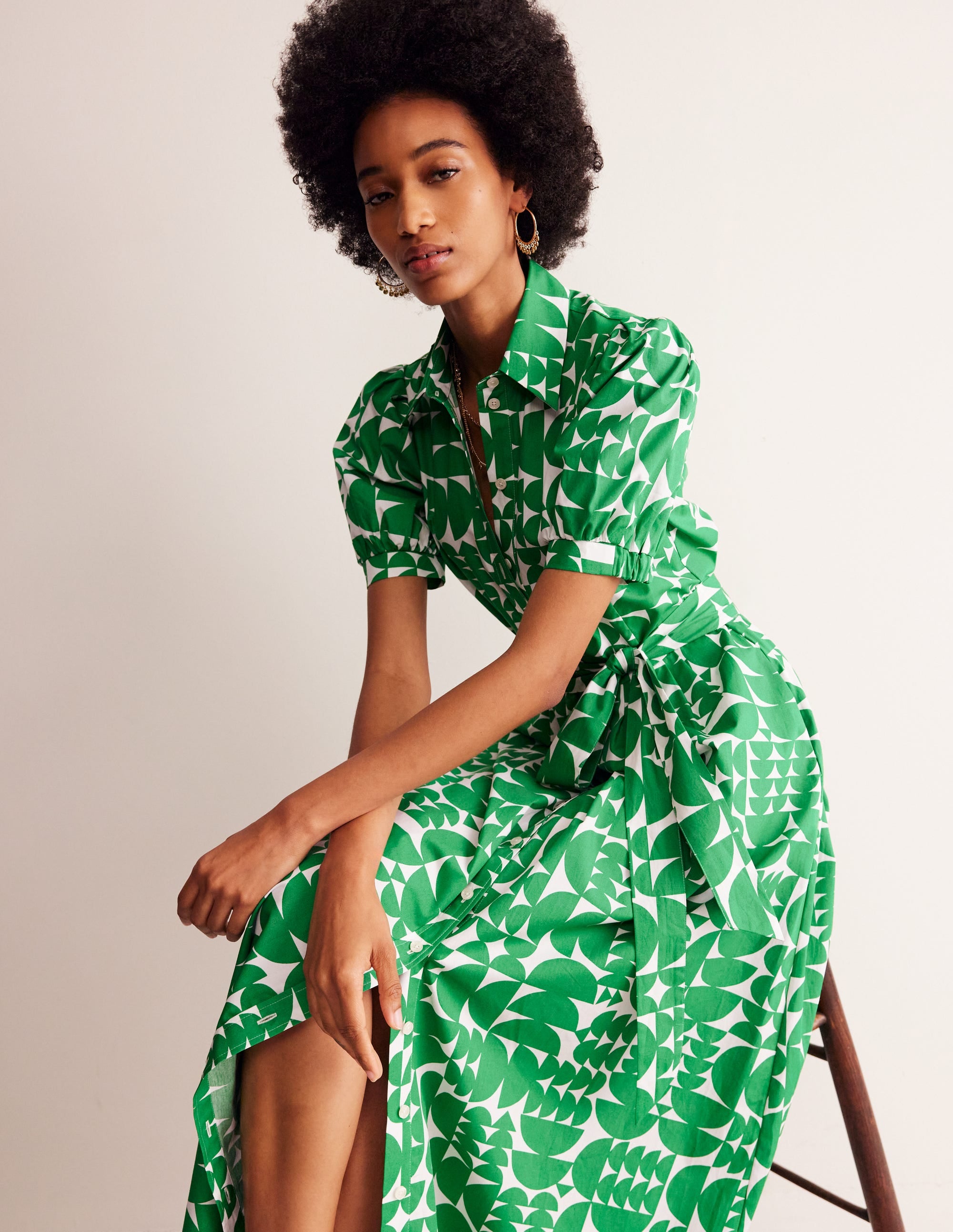 Alexa Maxi-Hemdblusenkleid-Grün, Motiv Geometric Pop - Image 4