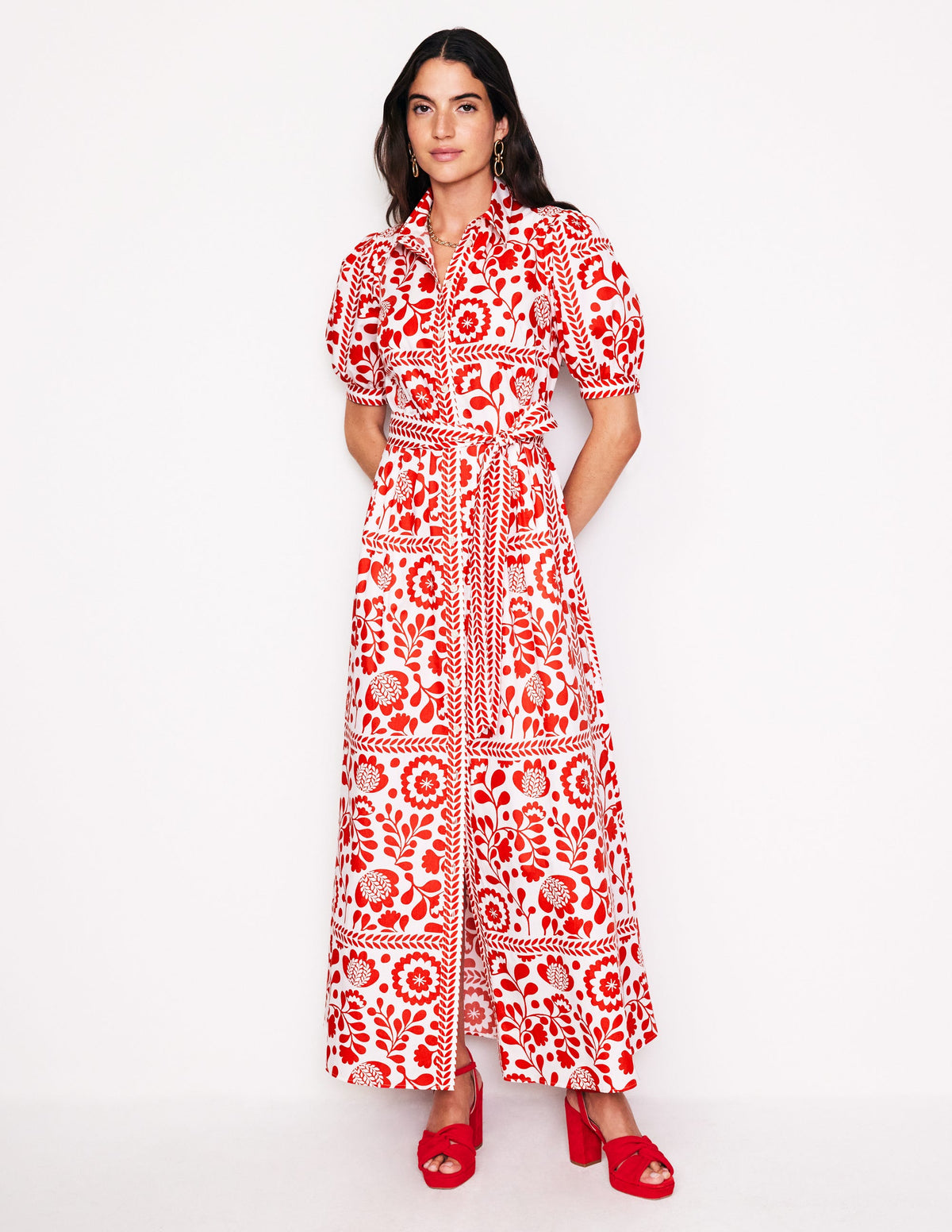 Robe-chemise longue Alexa-Rouge, motif Vine Tile - Image 2