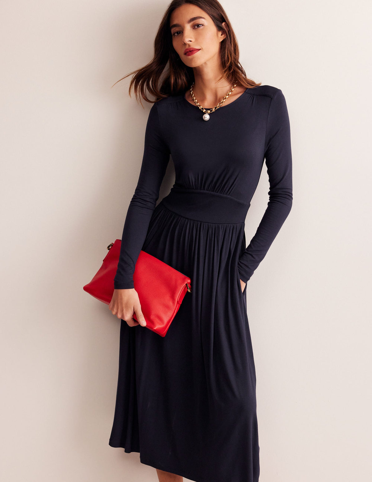 Thea Jerseykleid mit langen Ärmeln-Aqua Marine Marl - Image 1