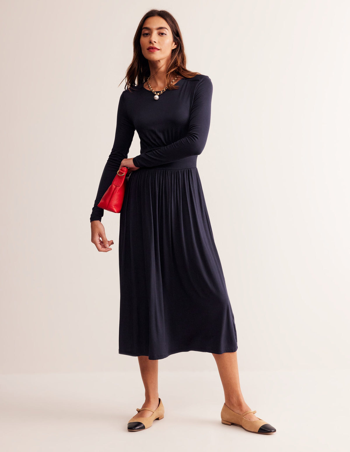 Thea Jerseykleid mit langen Ärmeln-Aqua Marine Marl - Image 4