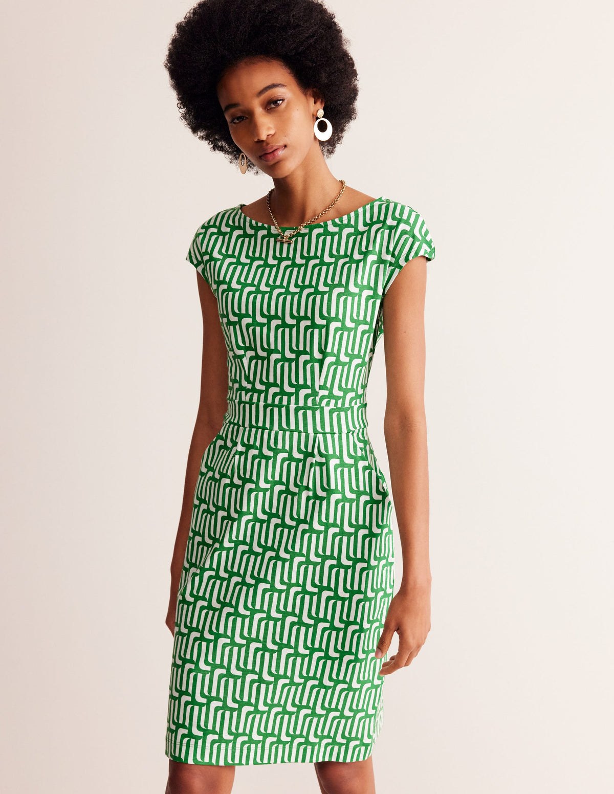 Florrie Jerseykleid-Smaragdgrün, Motiv Falling Geo-4