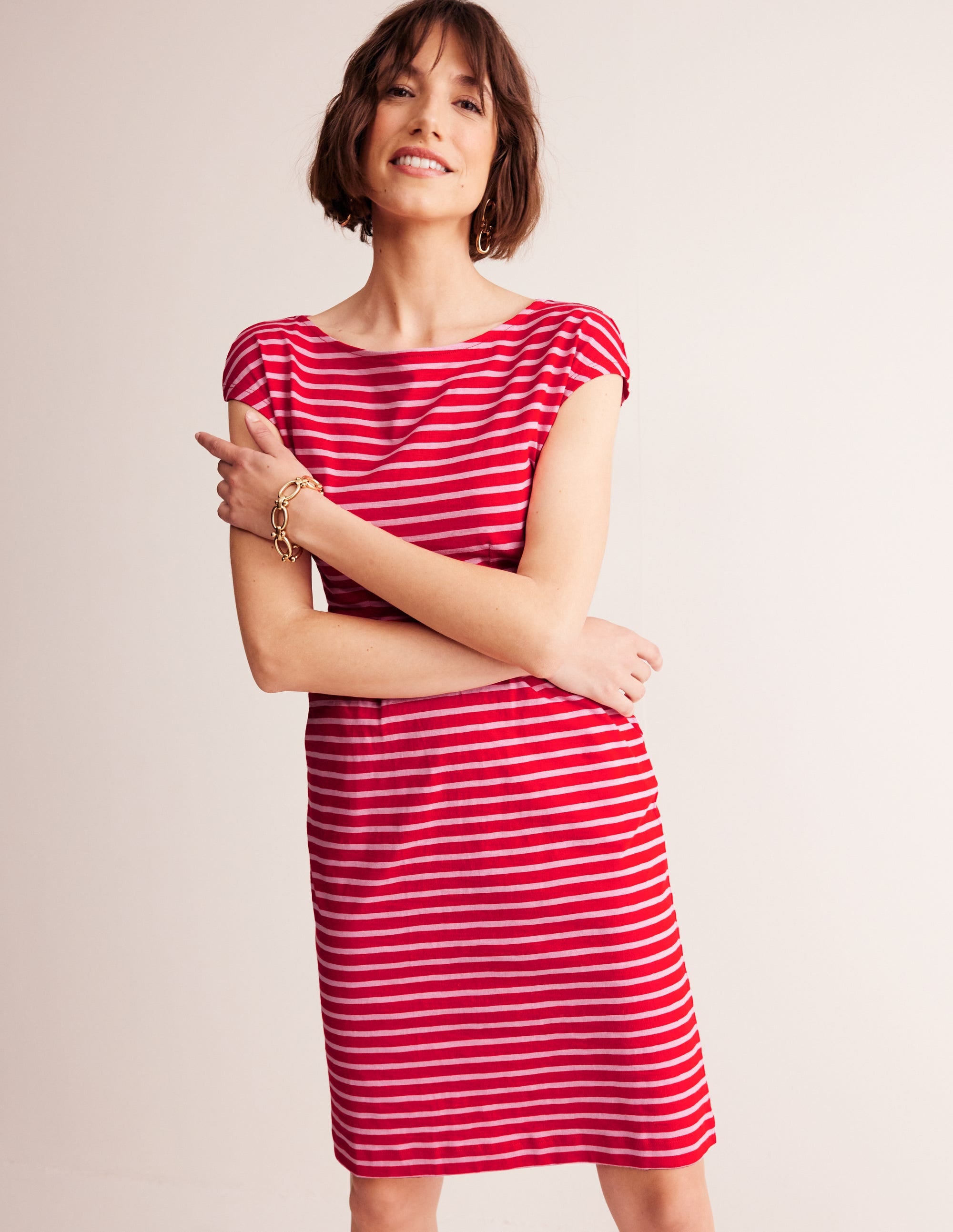 Florrie Jerseykleid-Rouge-Rot, Flieder gestreift - Image 4