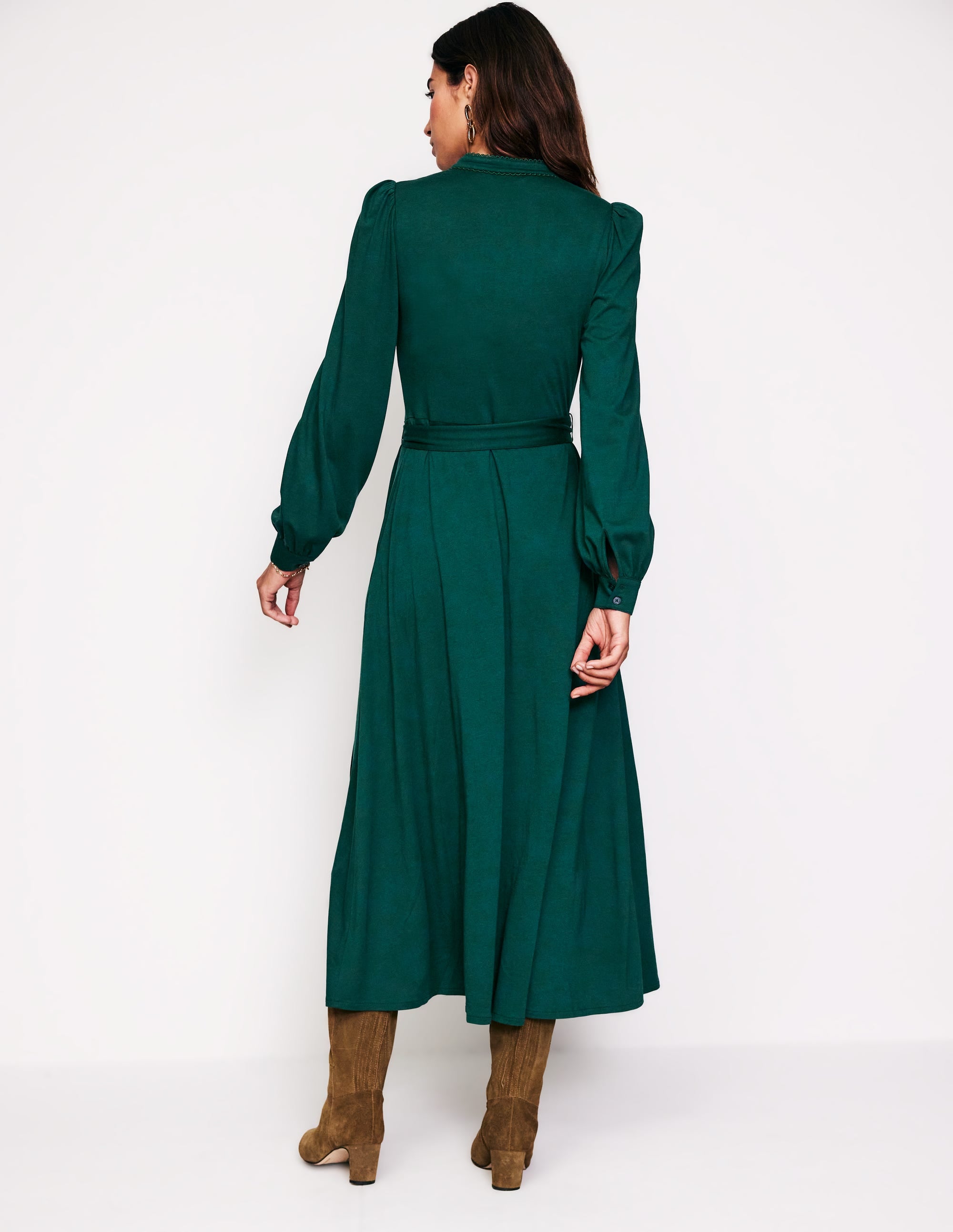 Robe-chemise Rowena en jersey-Vert - Image 4