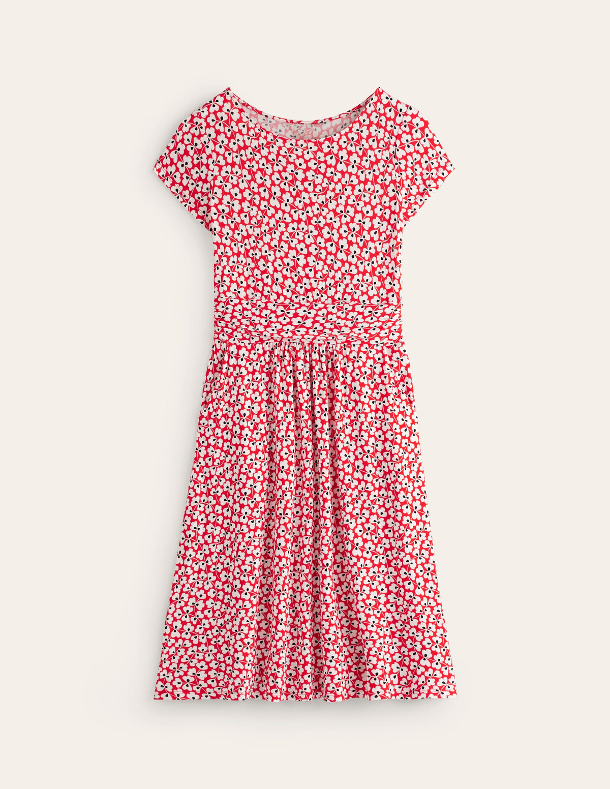 Robe Amelie en jersey-Rouge, motif Clover Whirl - Image 5