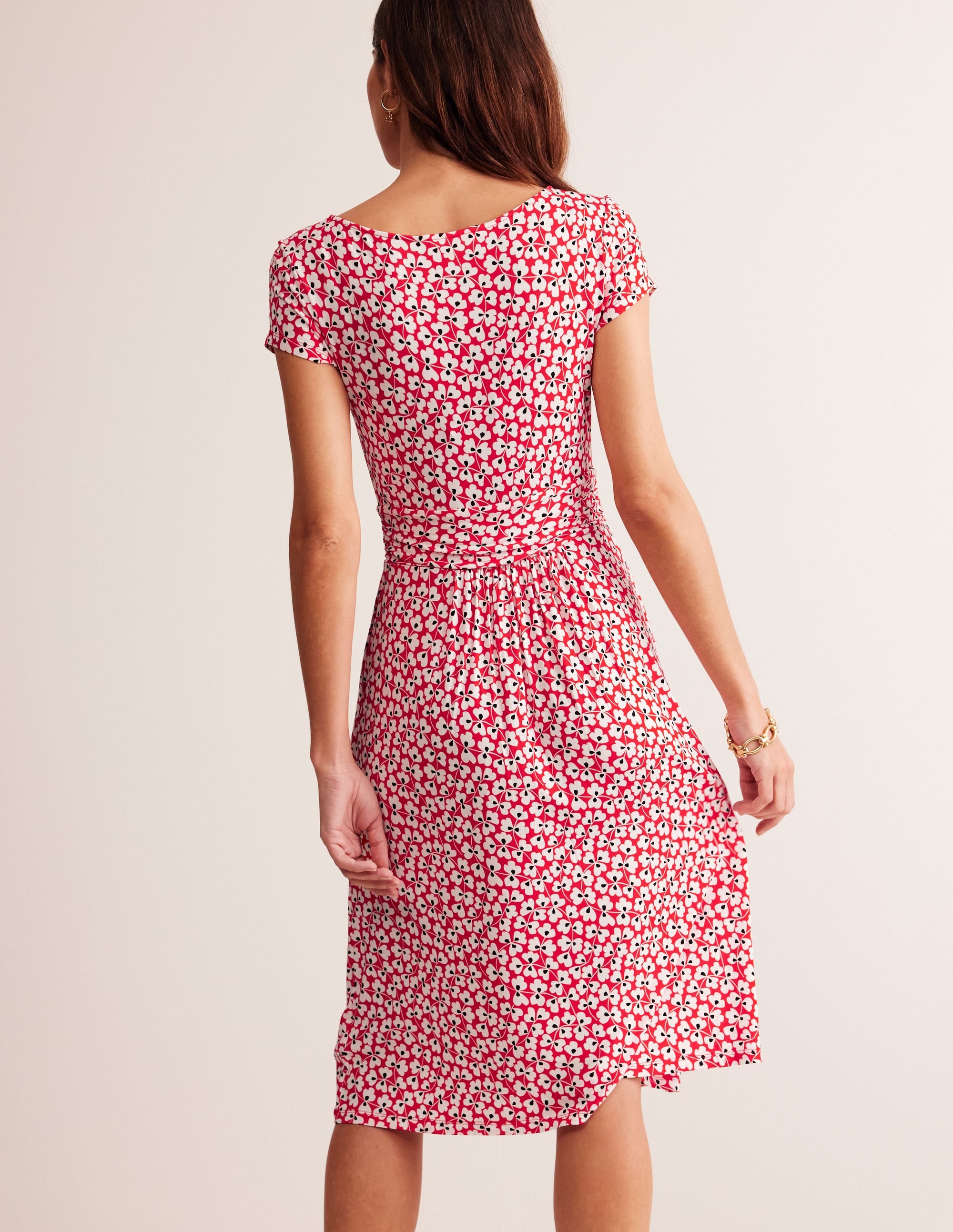 Robe Amelie en jersey-Rouge, motif Clover Whirl - Image 3