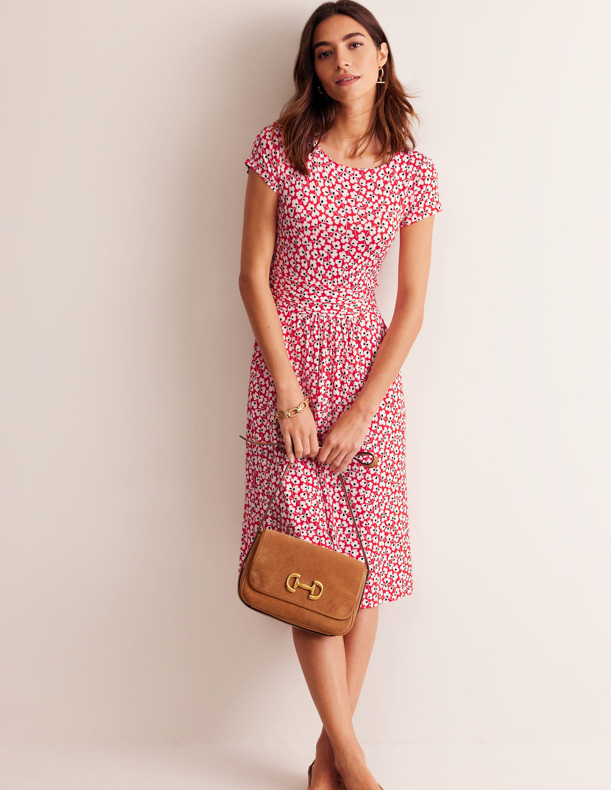 Robe Amelie en jersey-Rouge, motif Clover Whirl-4