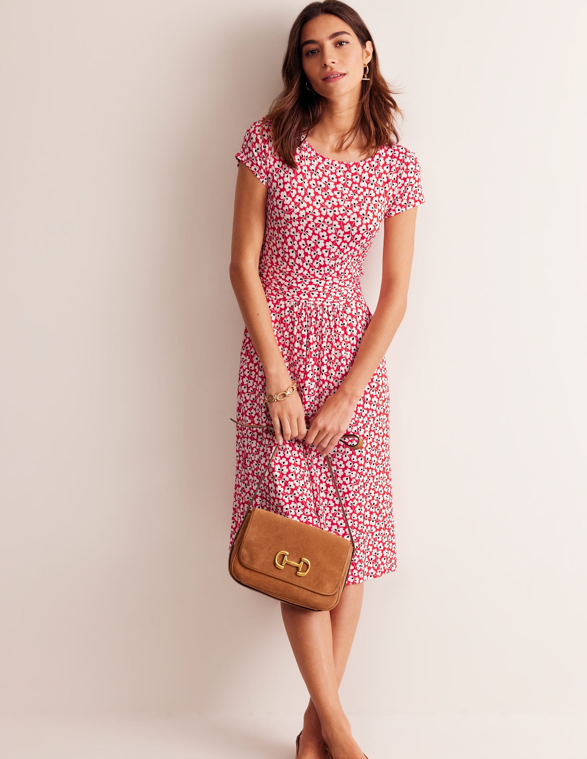 Robe Amelie en jersey-Rouge, motif Clover Whirl - Image 4