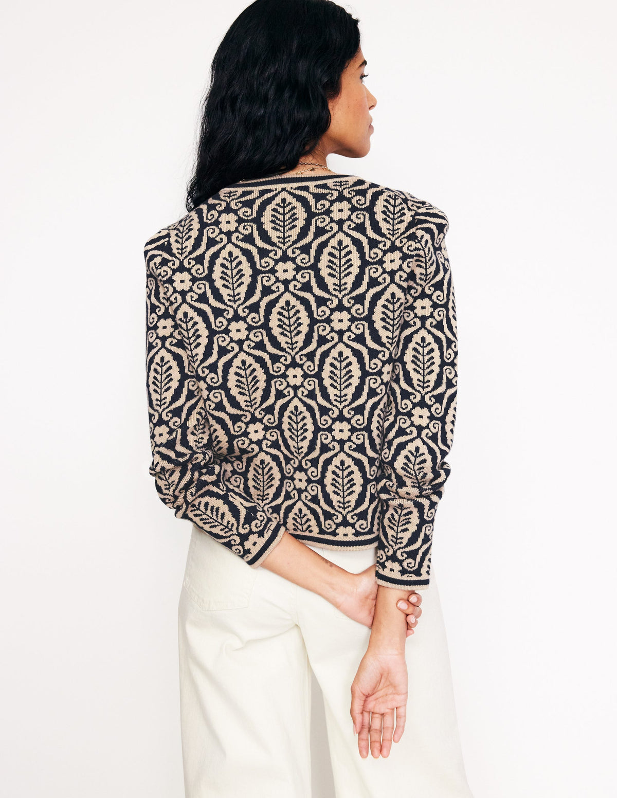Holly Cardigan-Marineblau, Kamelbraun Folienstempel - Image 3